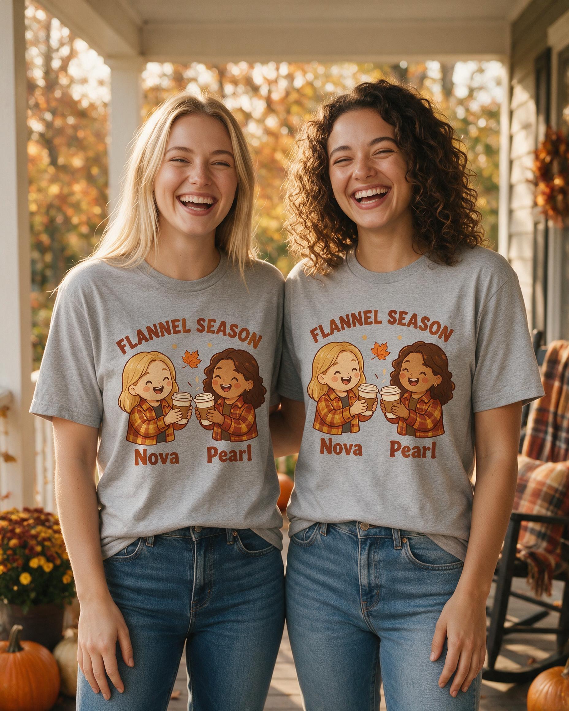 Flannel Season Besties Photo Fall Shirt β Sport Grey
