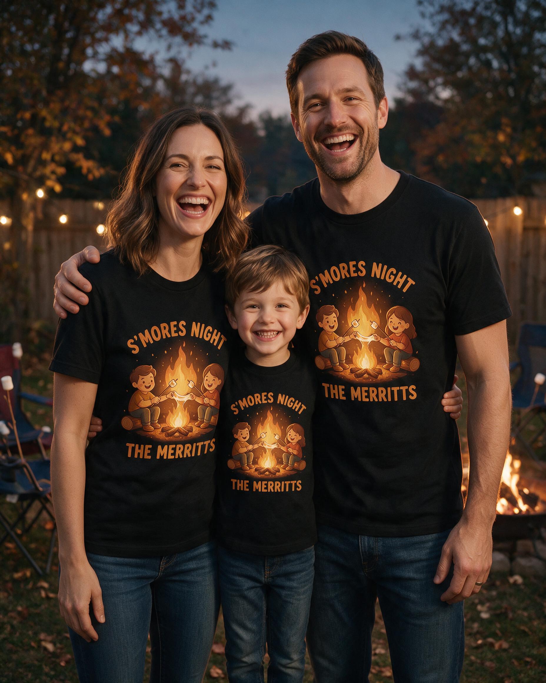 S'mores Night Family Photo Autumn Shirt — Black