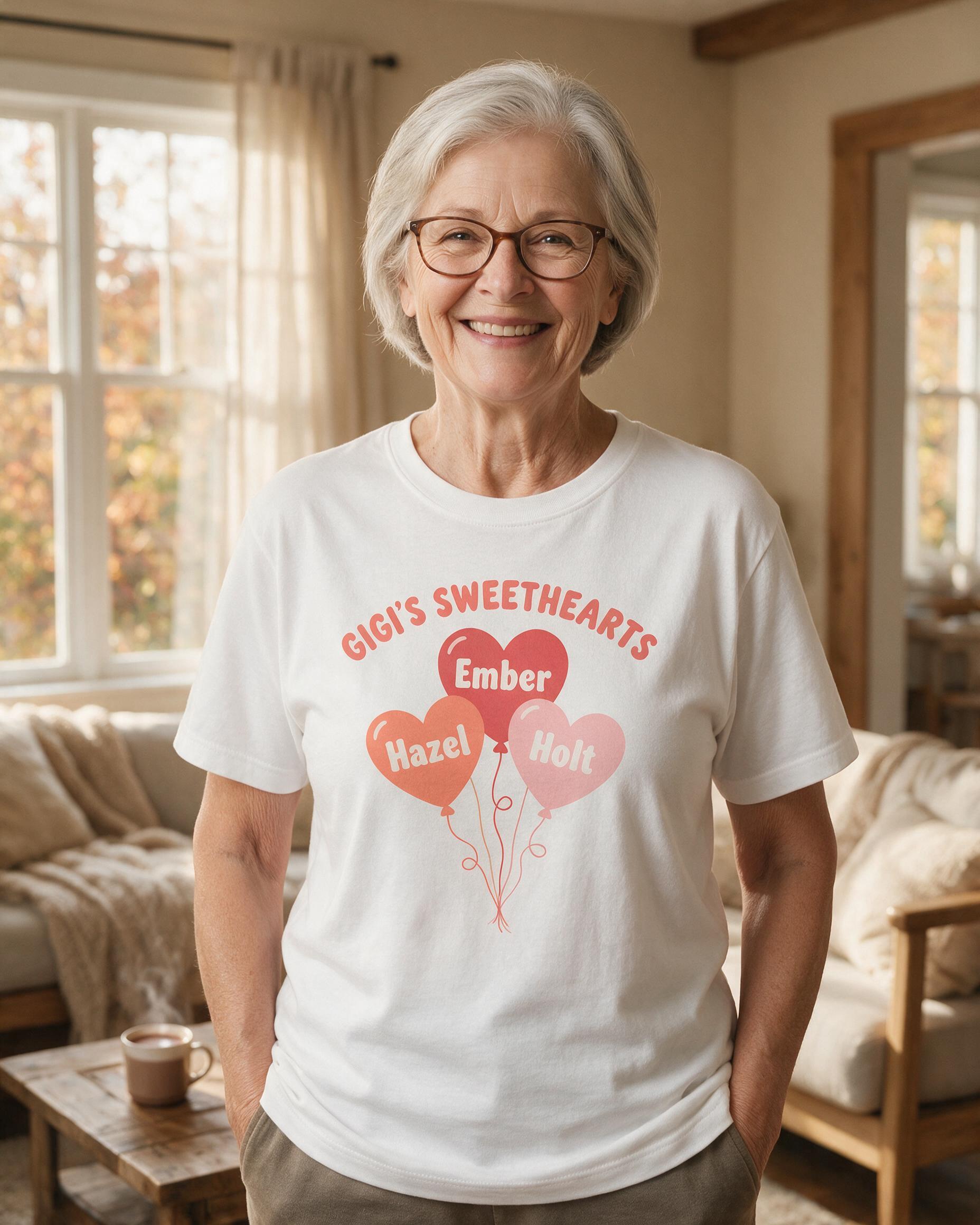 Gigi's Sweethearts Balloon Bunch Custom Three Names Shirt — White