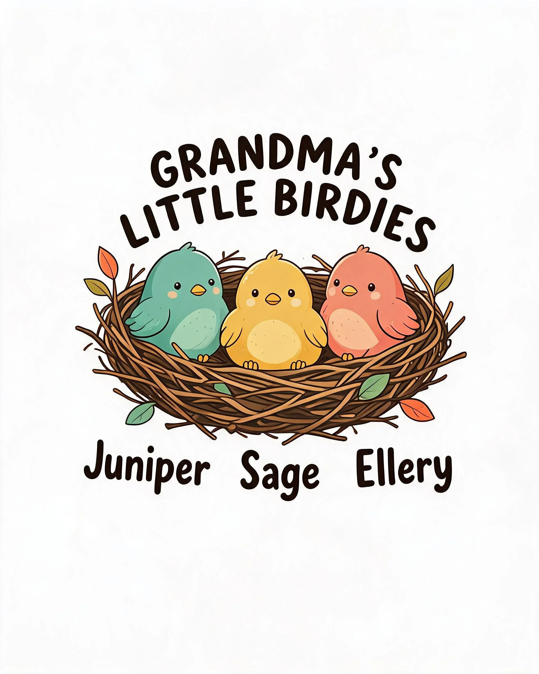 Grandma's Little Birdies Cozy Nest Three Names Shirt