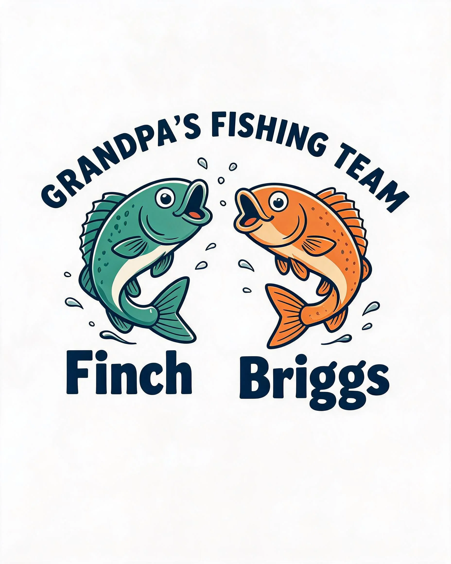 Grandpa's Fishing Team Personalized Two Kids Names Shirt