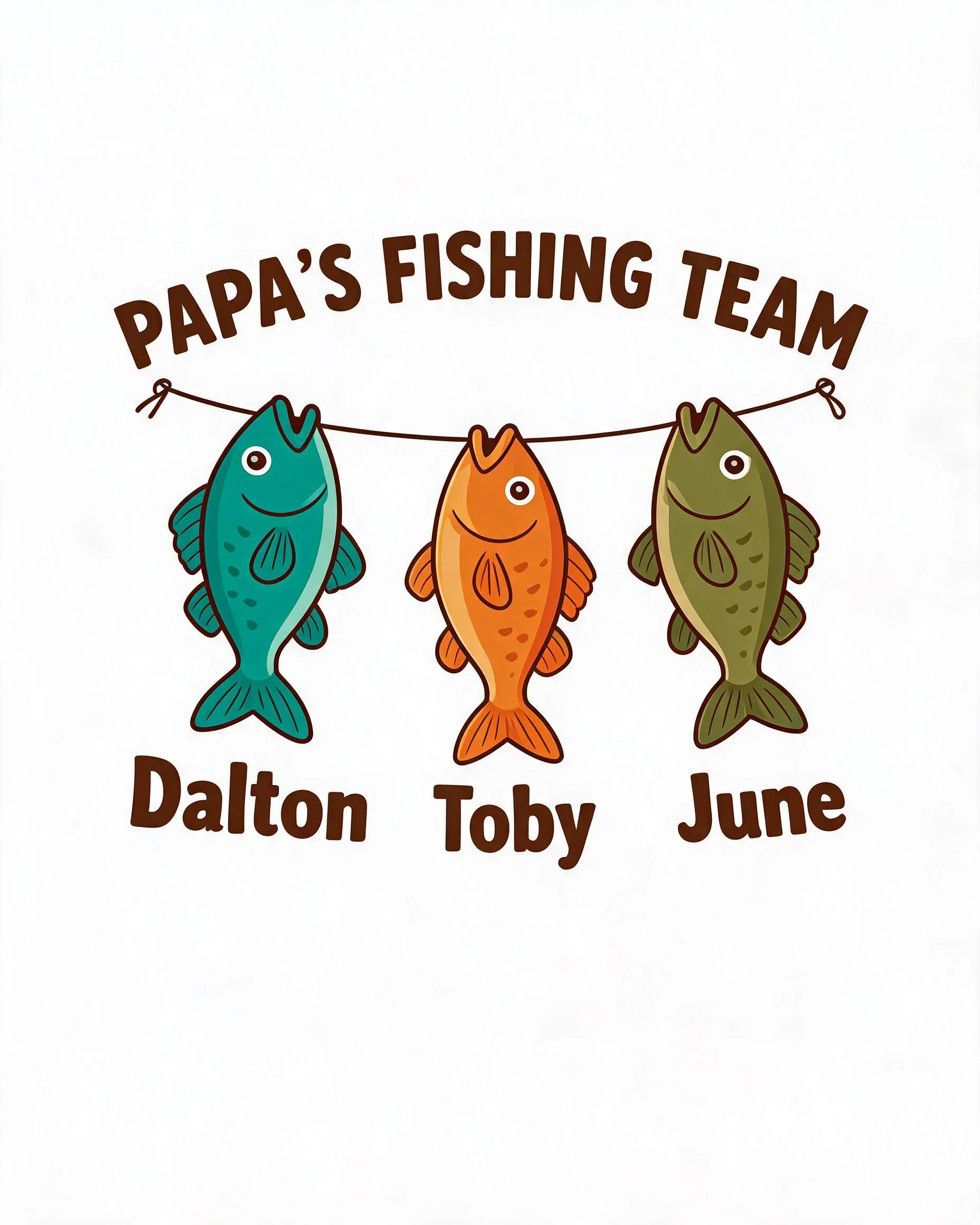 Papa's Fishing Team Custom Three Grandkids Shirt