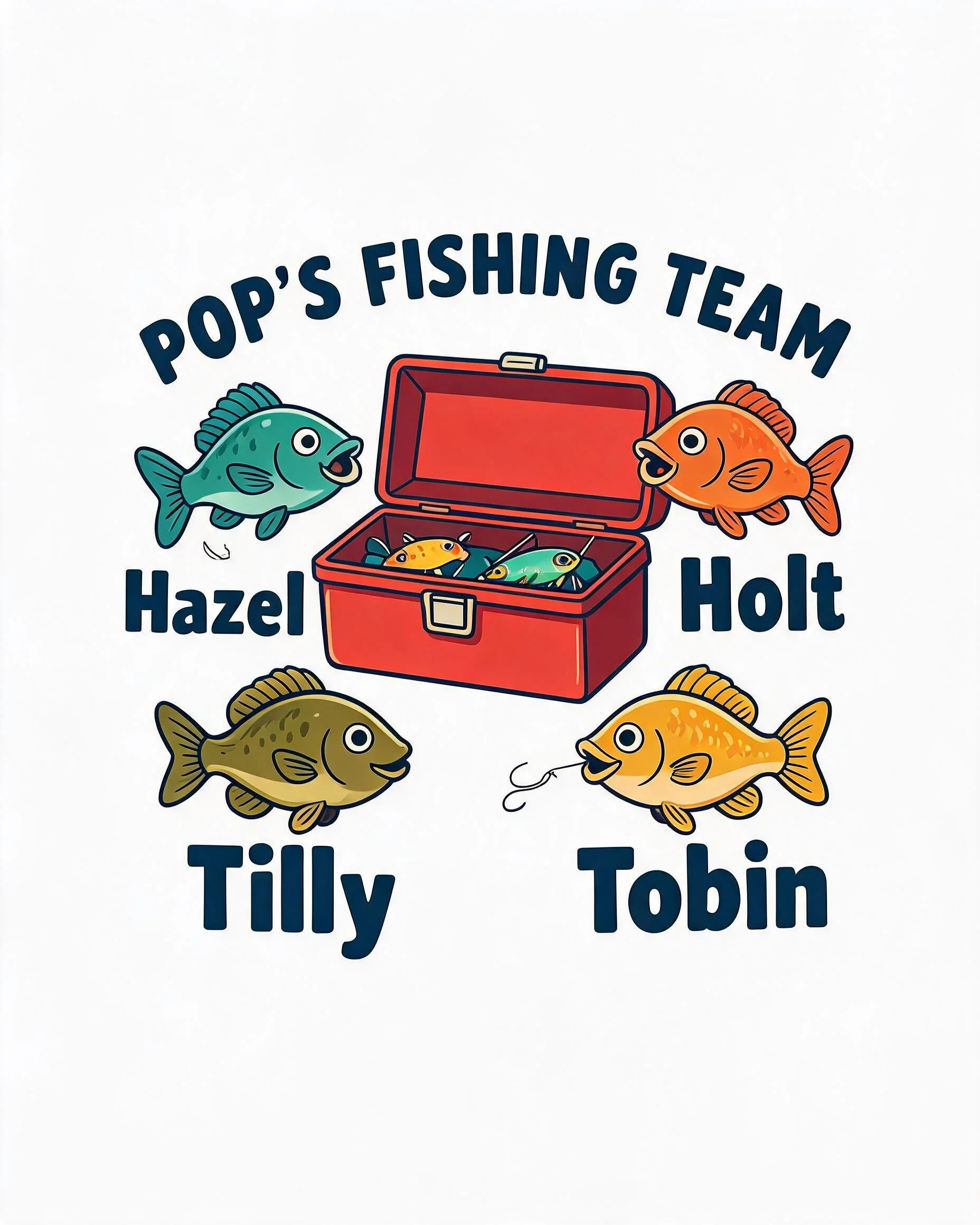 Pop's Fishing Team Tackle Box Four Names Shirt