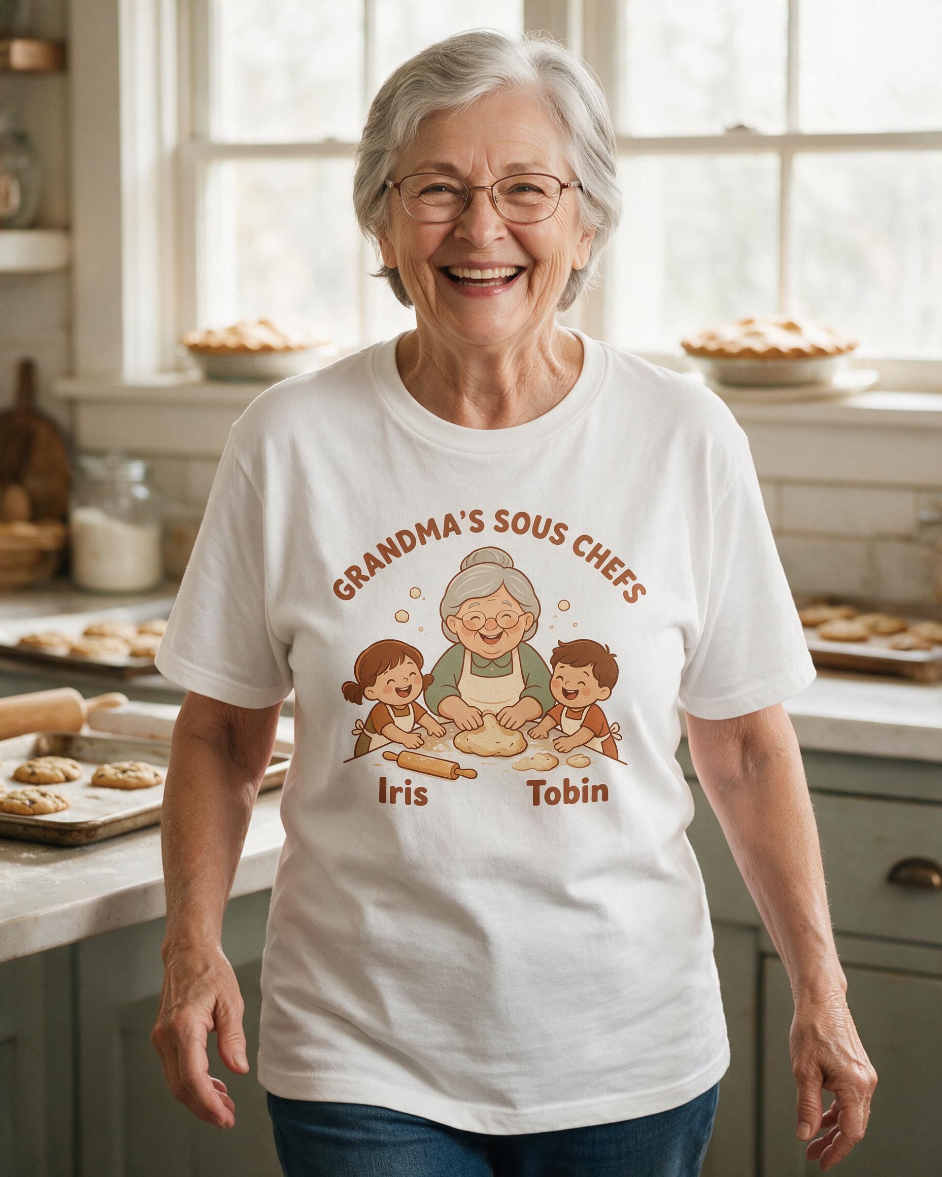 Grandma's Sous Chefs Personalized Baking Shirt — White