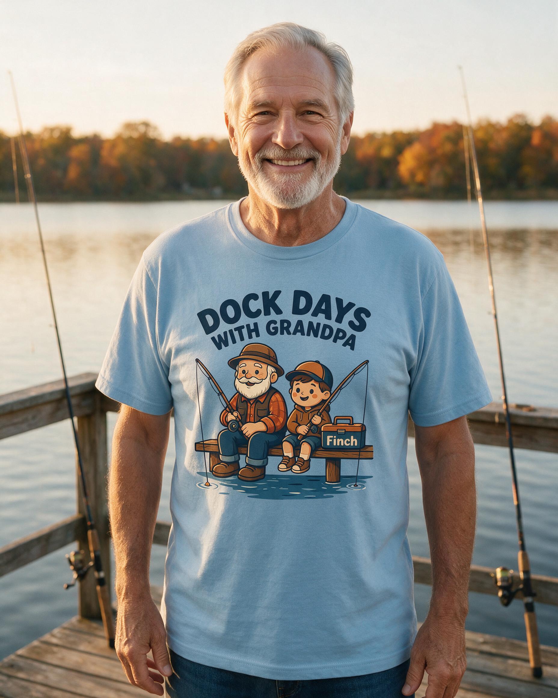 Dock Days With Grandpa Photo Shirt — Light Blue