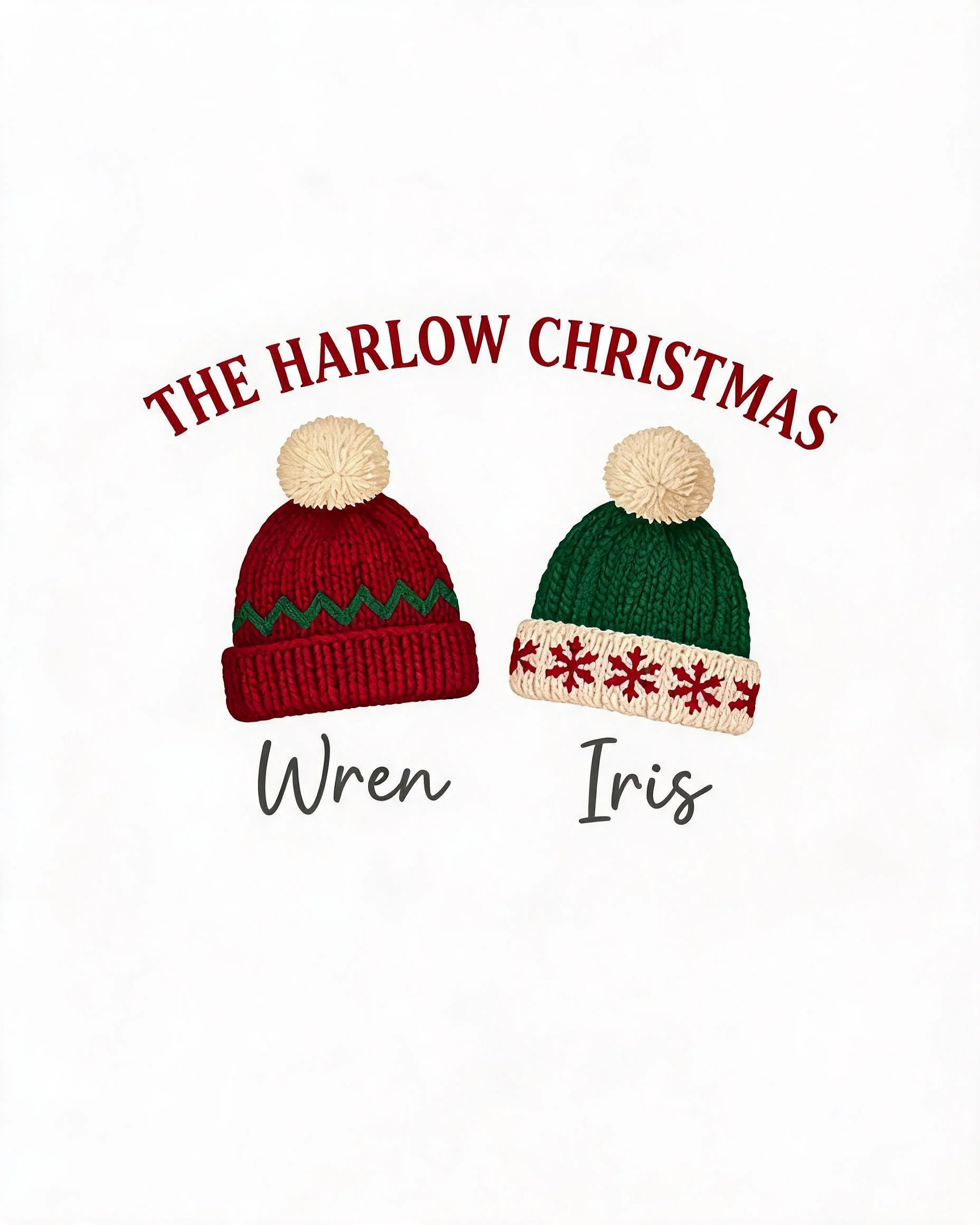 Family Santa Hats Two Names Christmas Matching Shirt