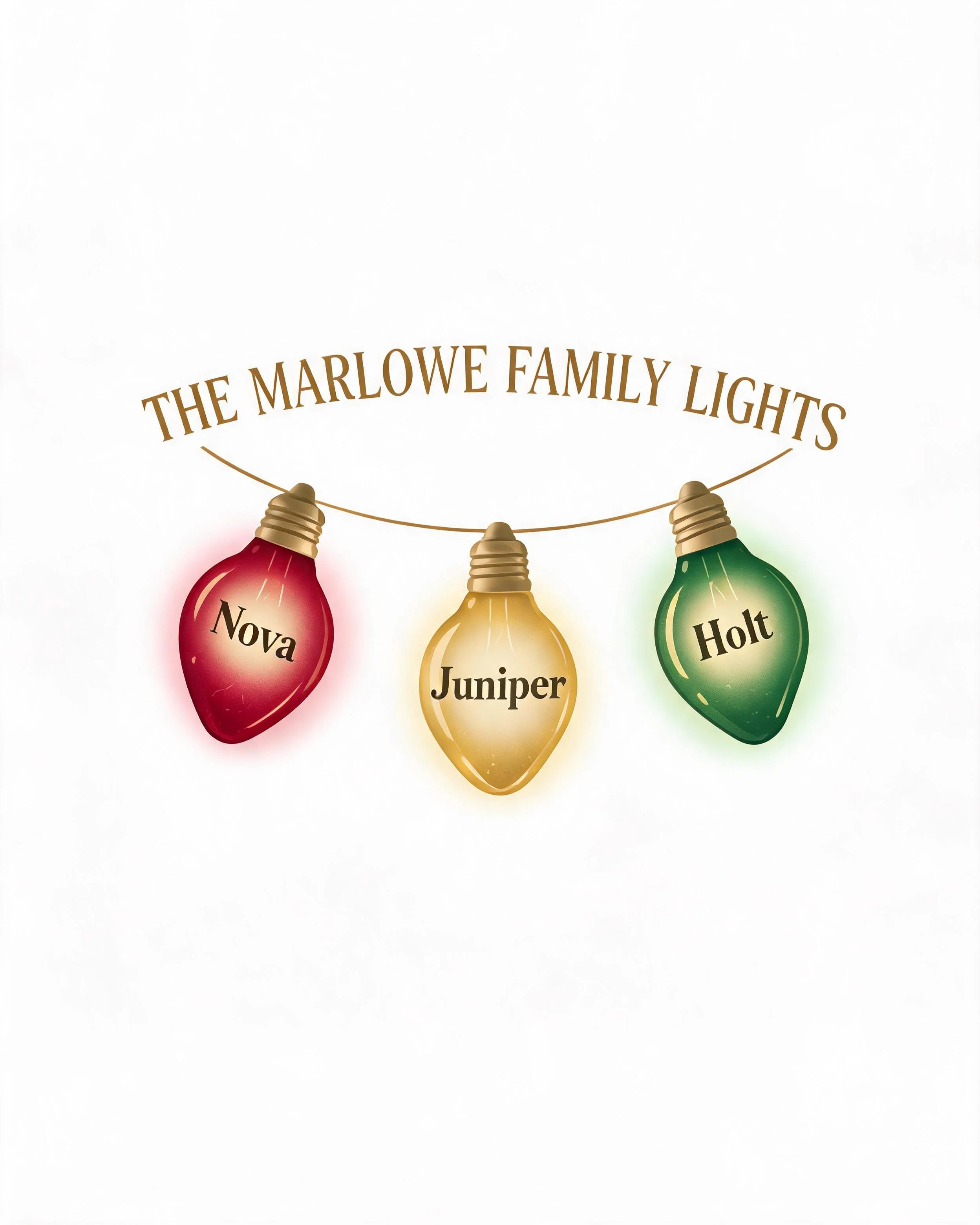 Family Lights Glowing Bulb Names Personalized Christmas Shirt