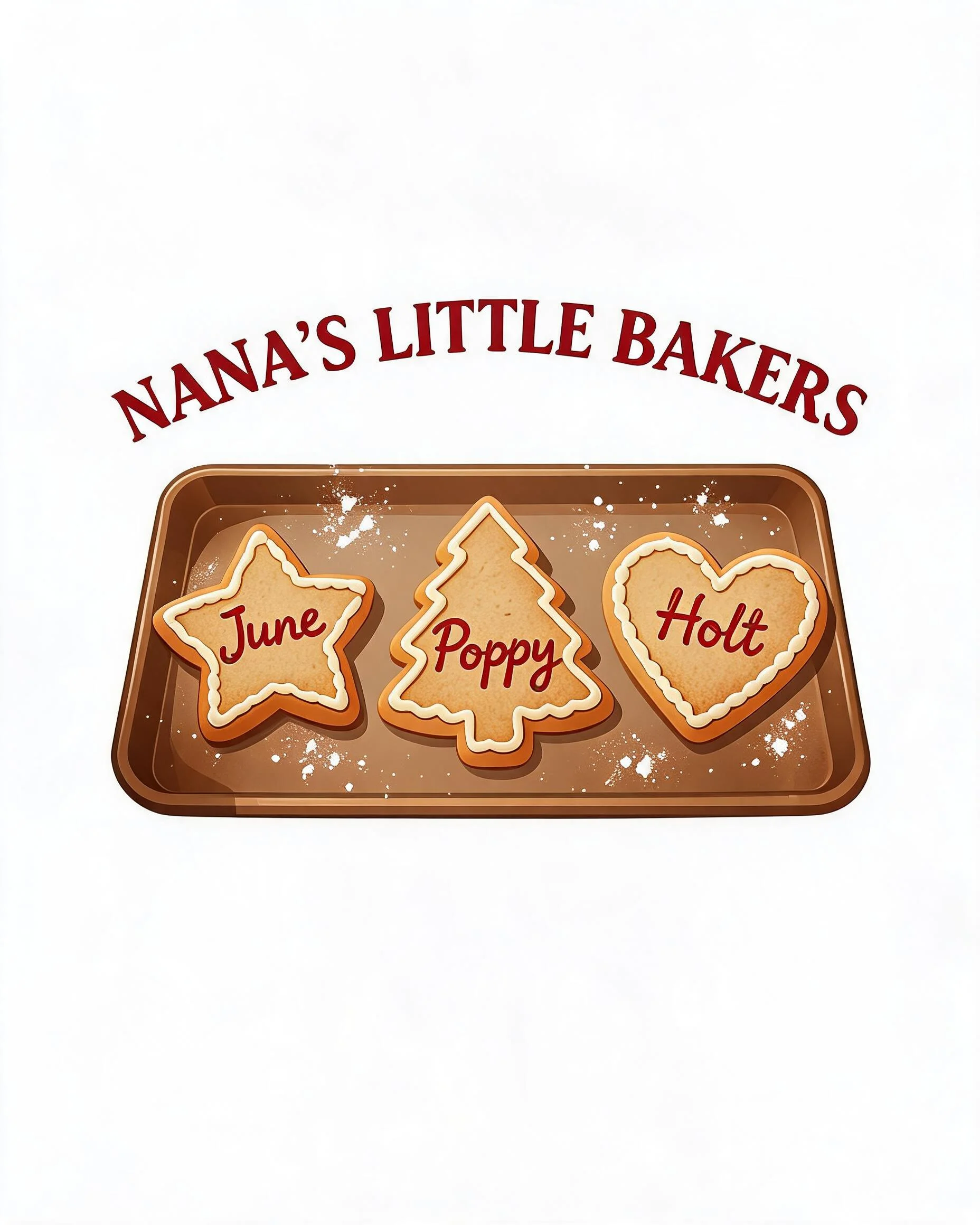 Nana's Little Bakers Cookie Names Personalized Christmas Shirt