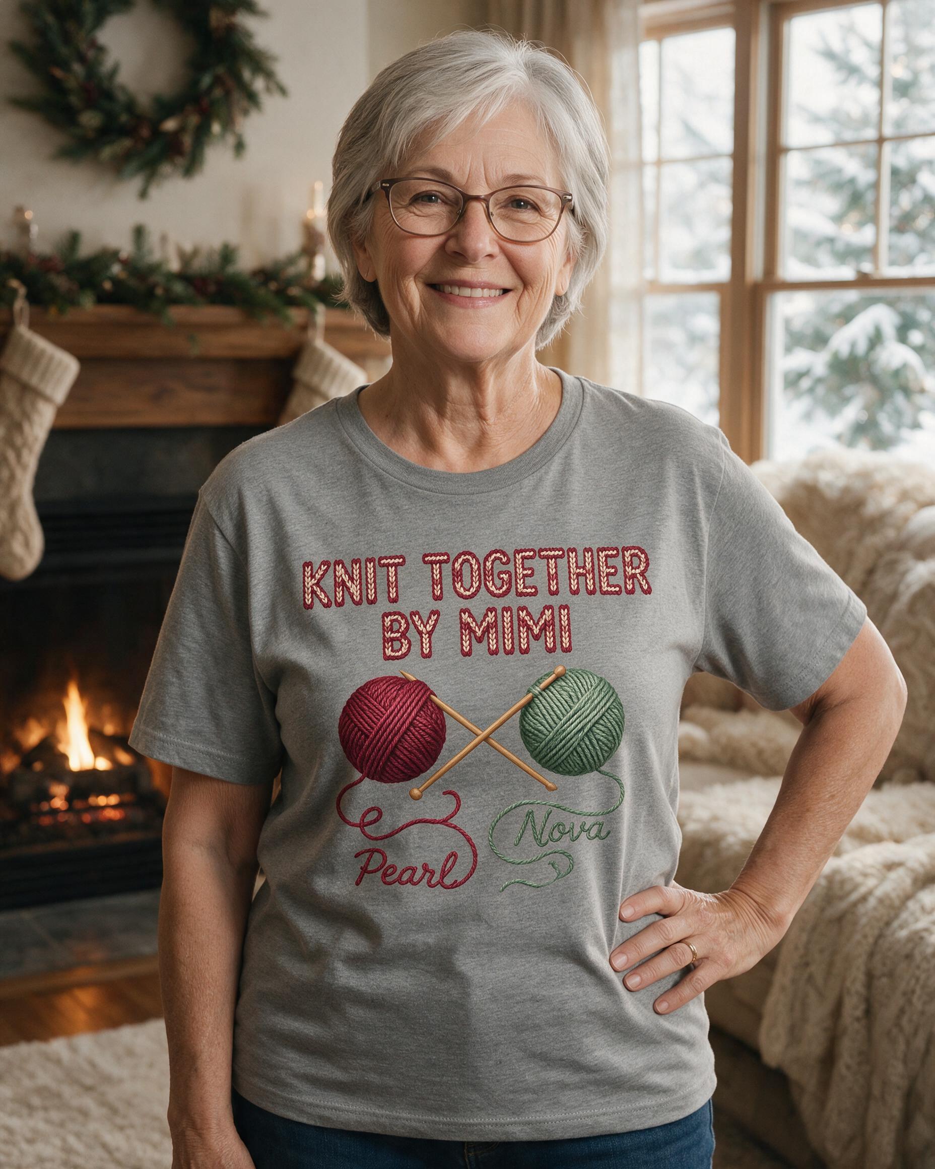 Knit Together By Mimi Yarn Names Personalized Christmas Shirt β Sport Grey