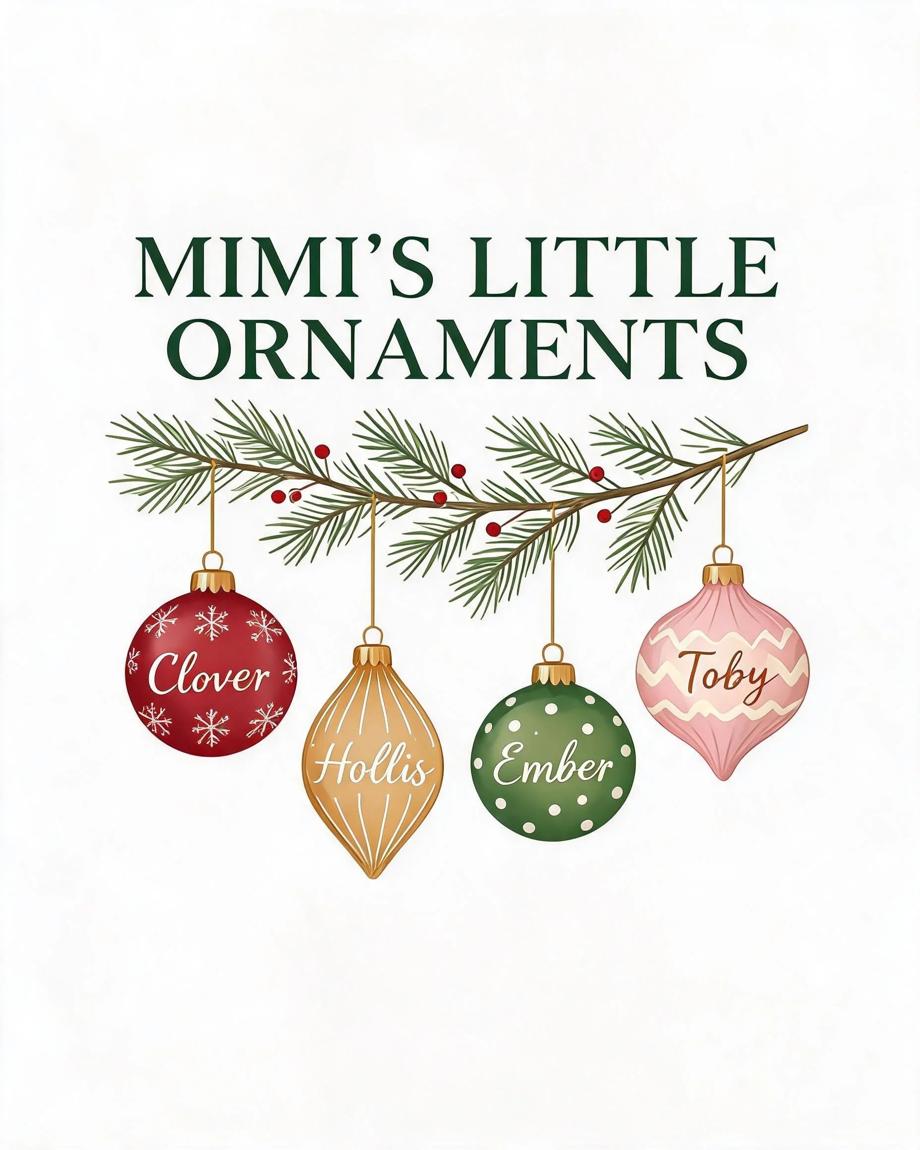 Mimi's Little Ornaments Grandkid Names Personalized Christmas Shirt