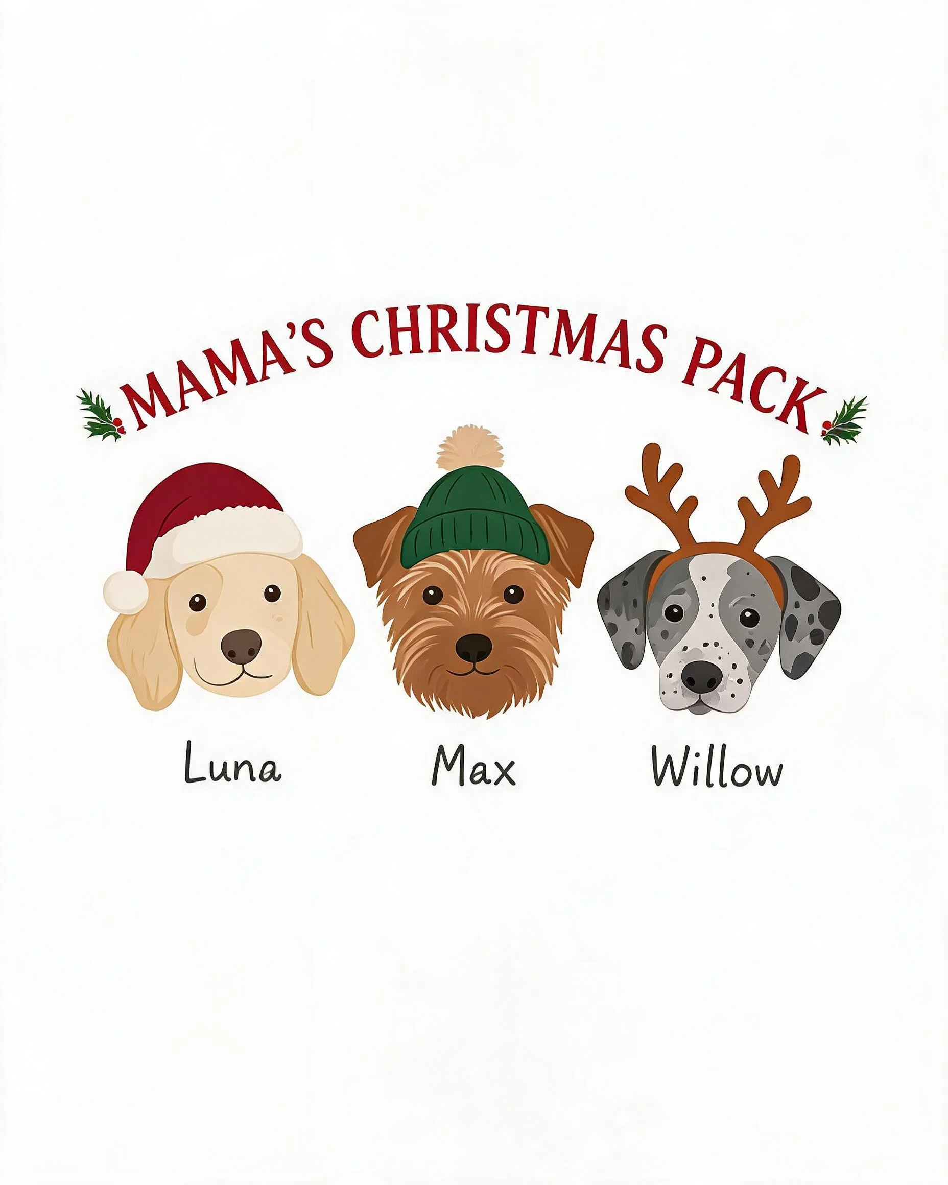 Mama's Christmas Pack Dog Names Personalized Shirt
