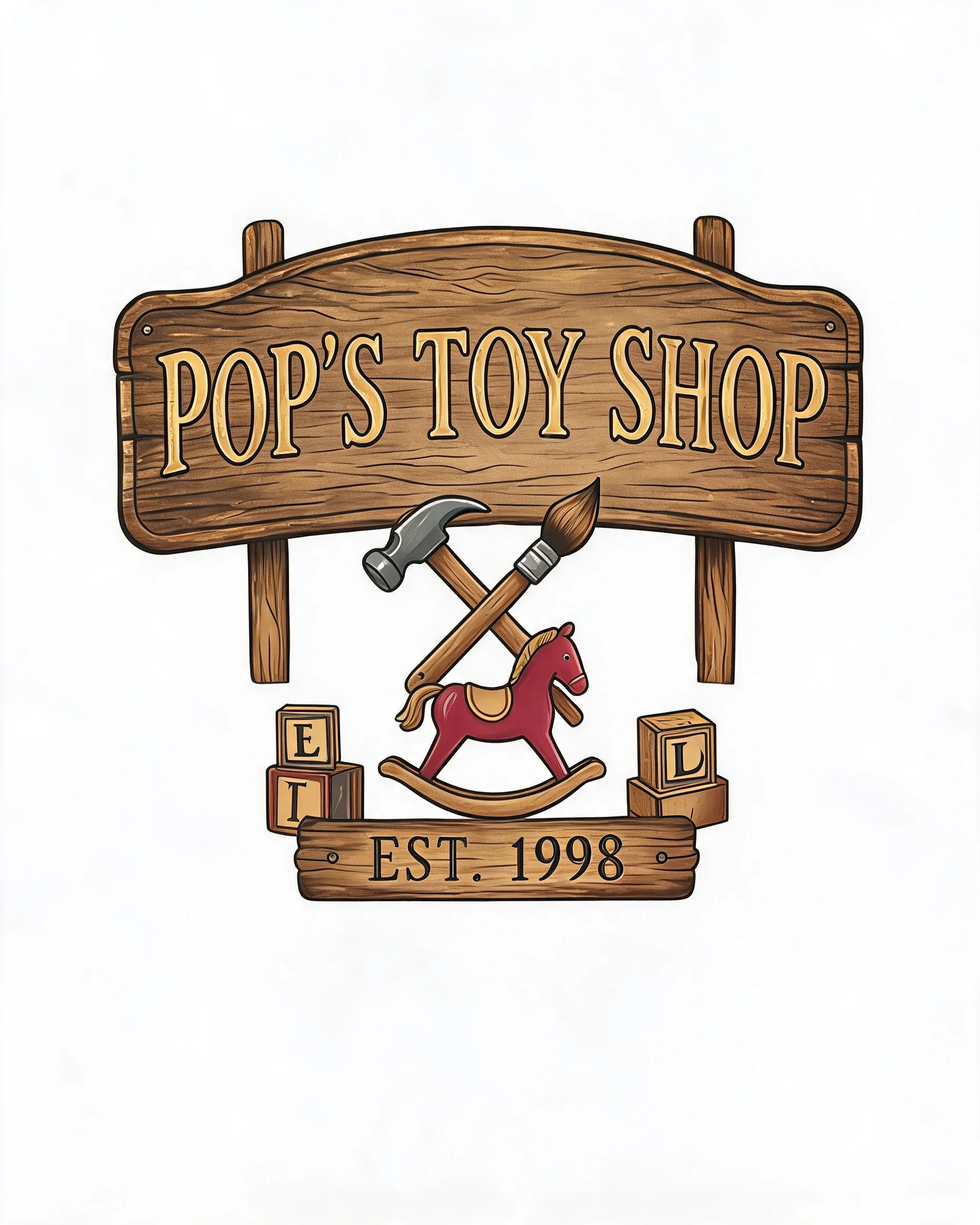 Pop's Toy Shop Est Year Grandpa Christmas Shirt
