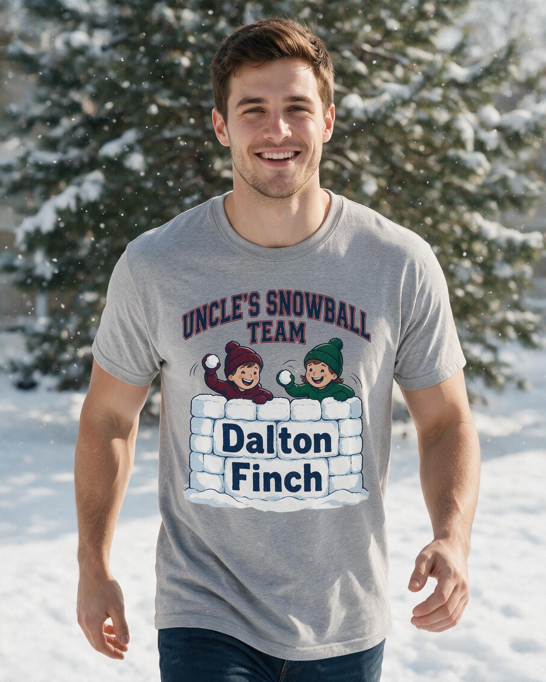 Uncle's Snowball Team Two Names Christmas Shirt — Sport Grey