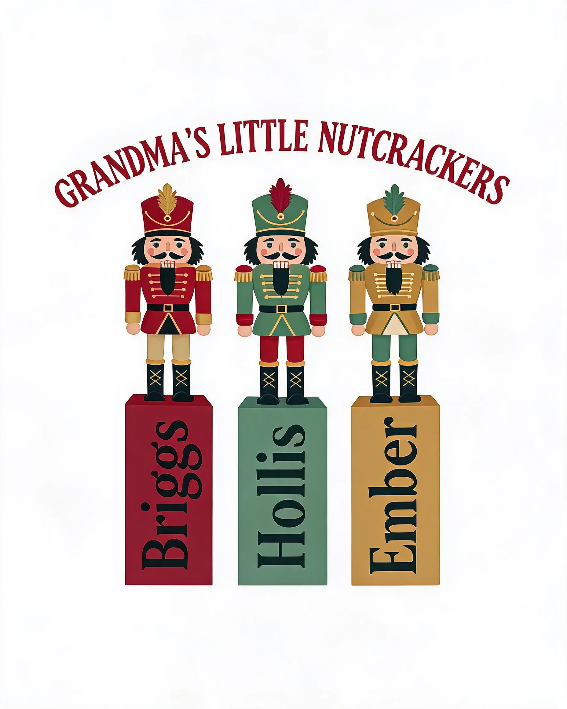 Grandma's Little Nutcrackers Three Names Christmas Shirt