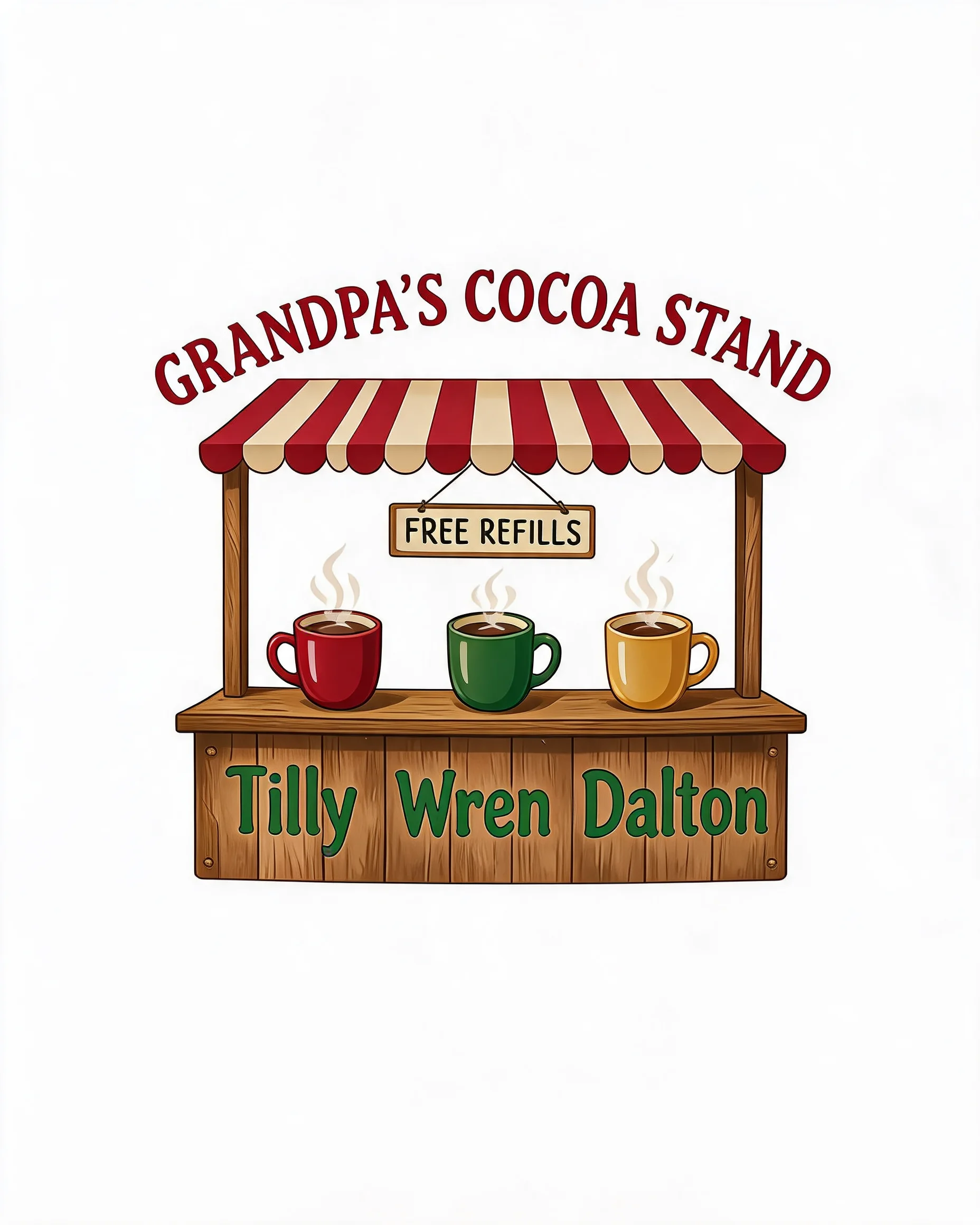 Grandpa's Cocoa Stand Three Names Christmas Shirt