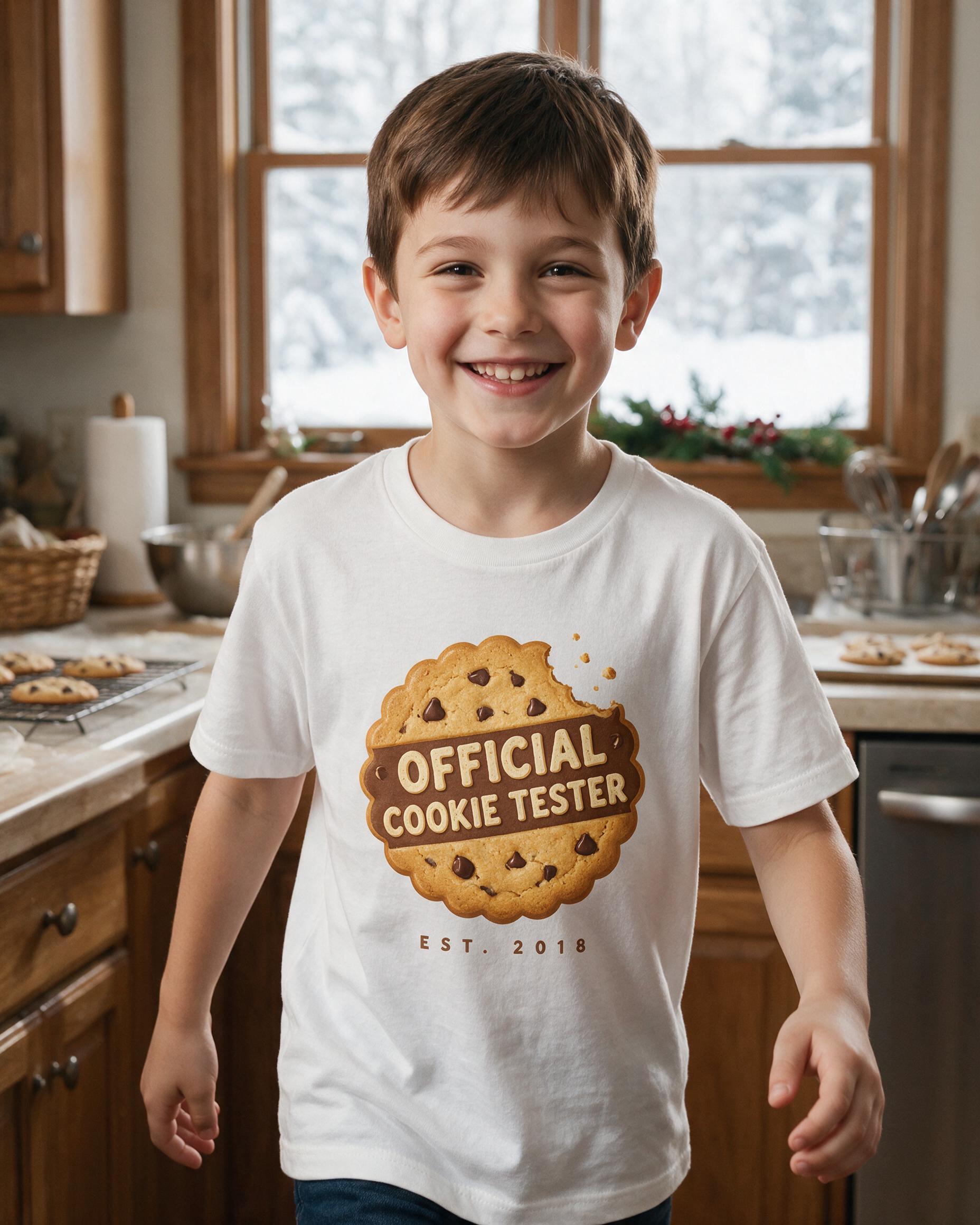 Official Cookie Tester Est Year Christmas Shirt — White