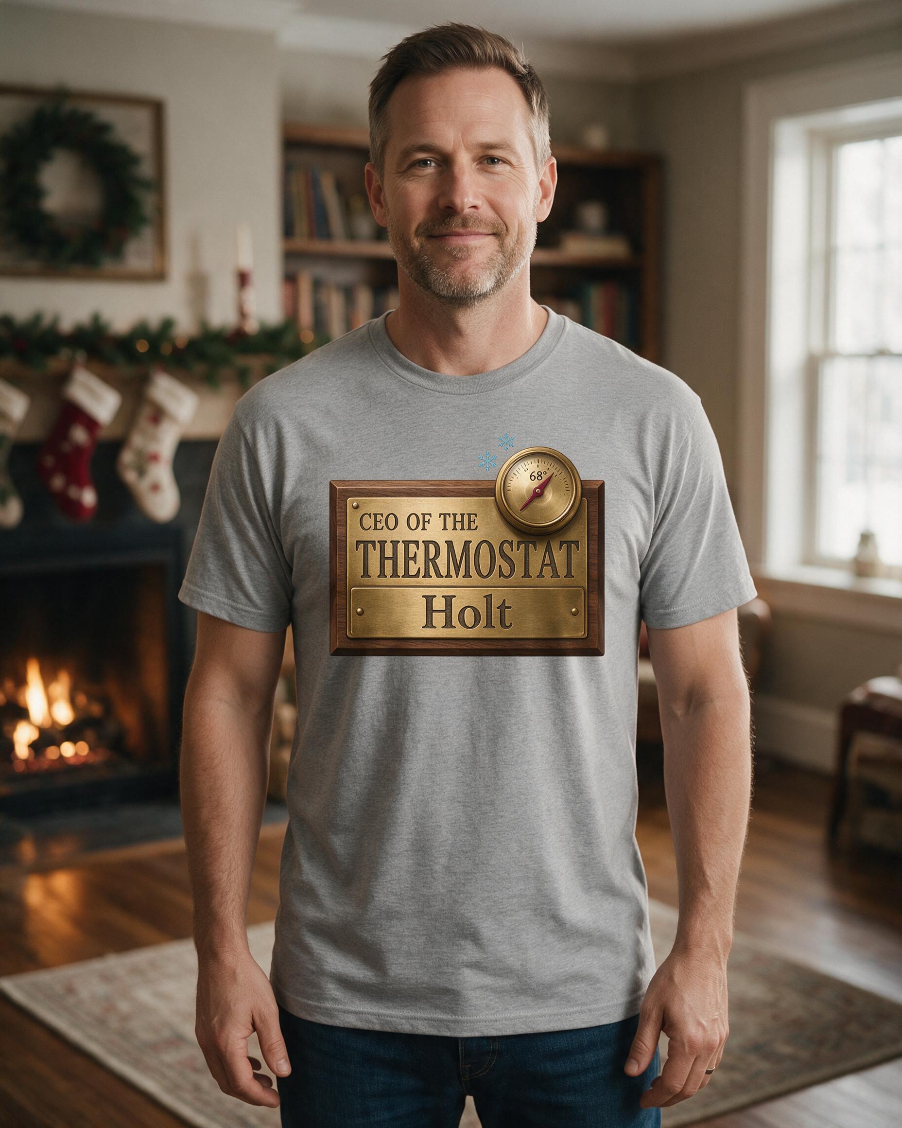 CEO Of The Thermostat Funny Dad Christmas Shirt — Sport Grey