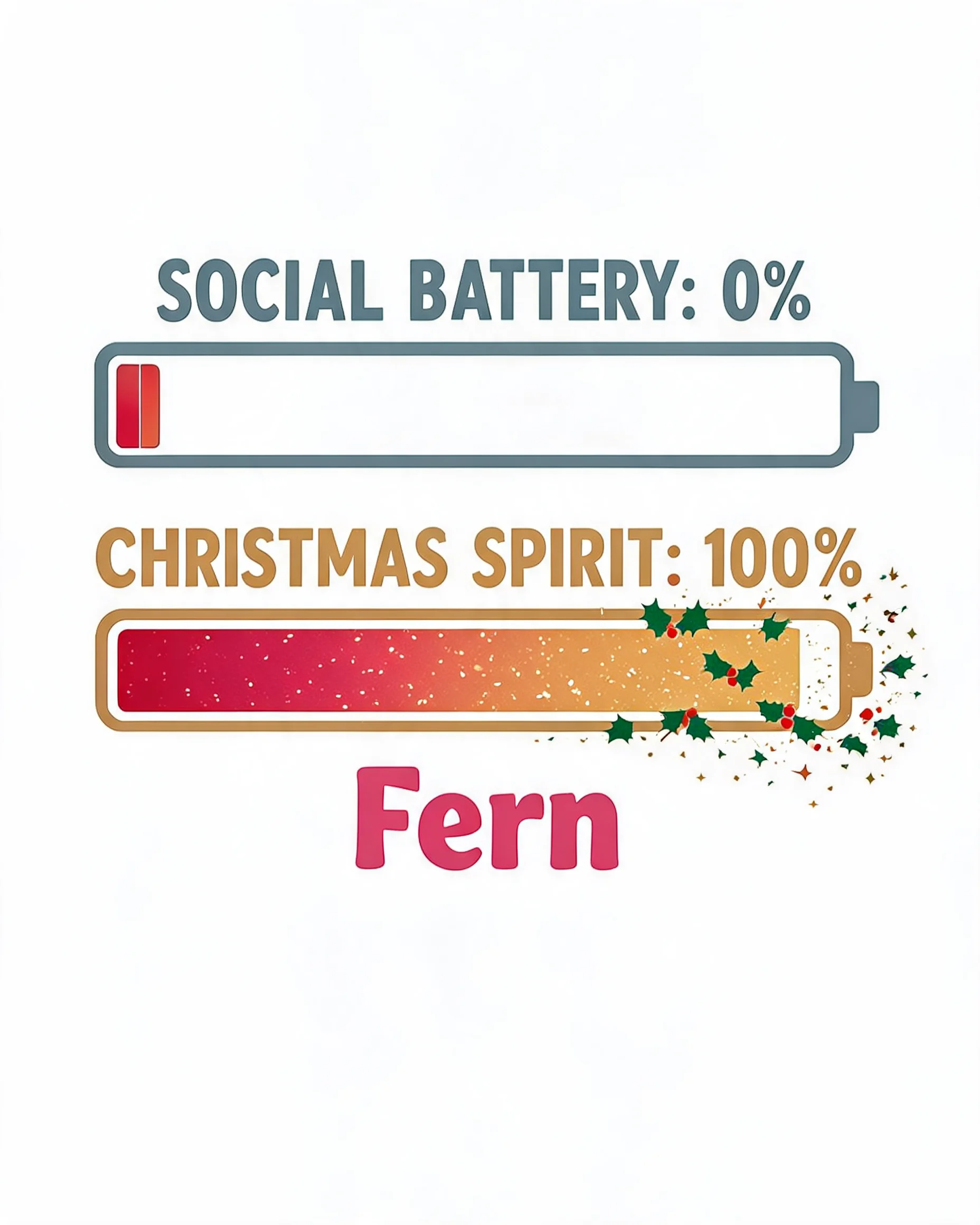 Social Battery Christmas Spirit Funny Name Shirt