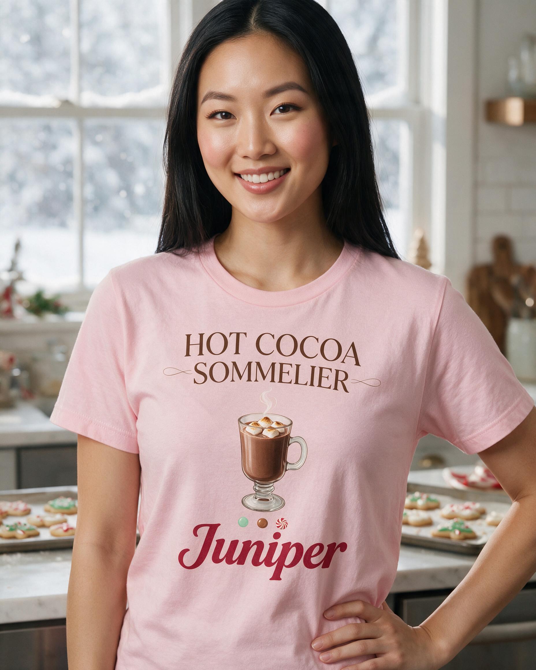 Hot Cocoa Sommelier Funny Name Christmas Shirt — Light Pink