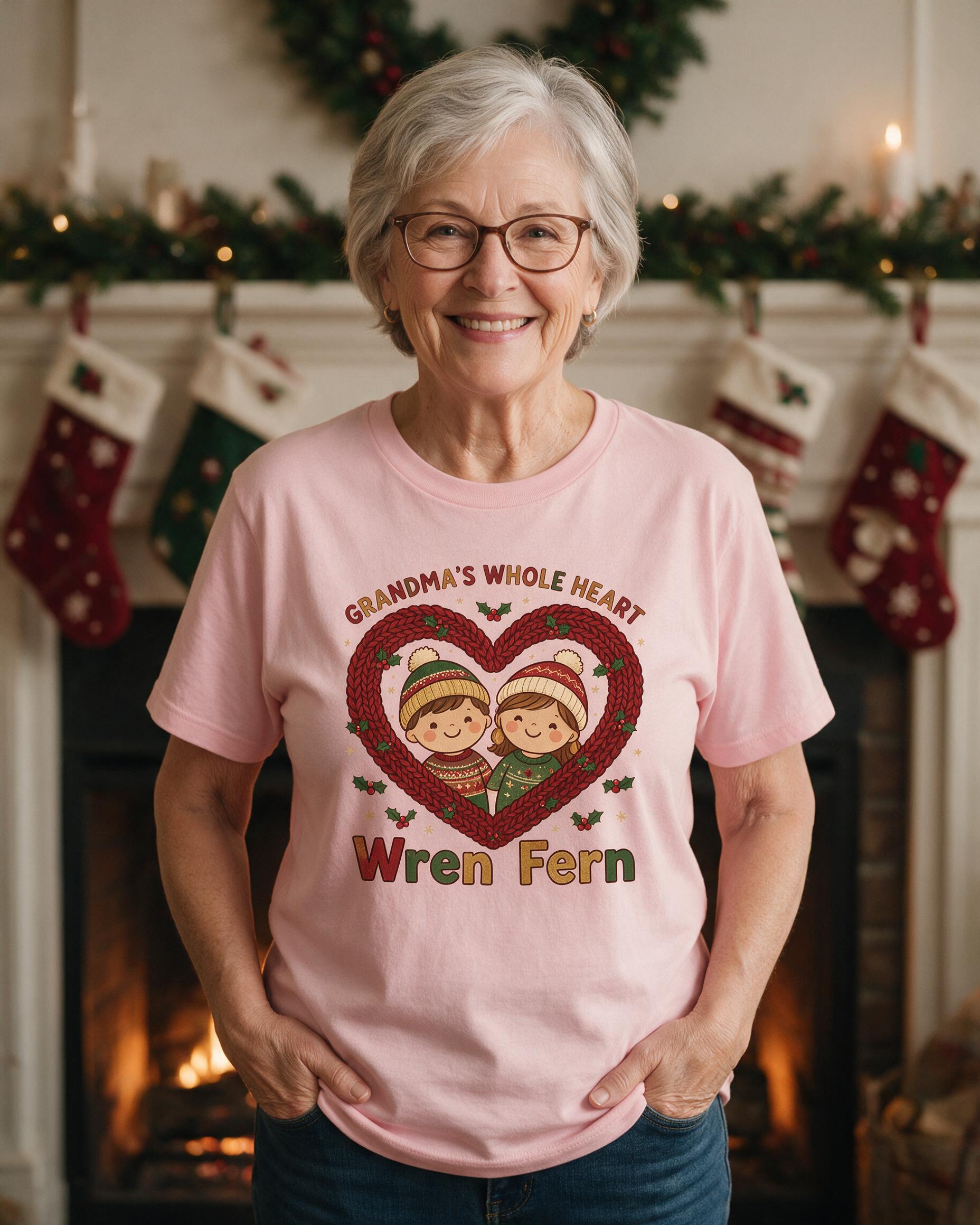 Grandma's Whole Heart Grandkids Photo Shirt β Light Pink