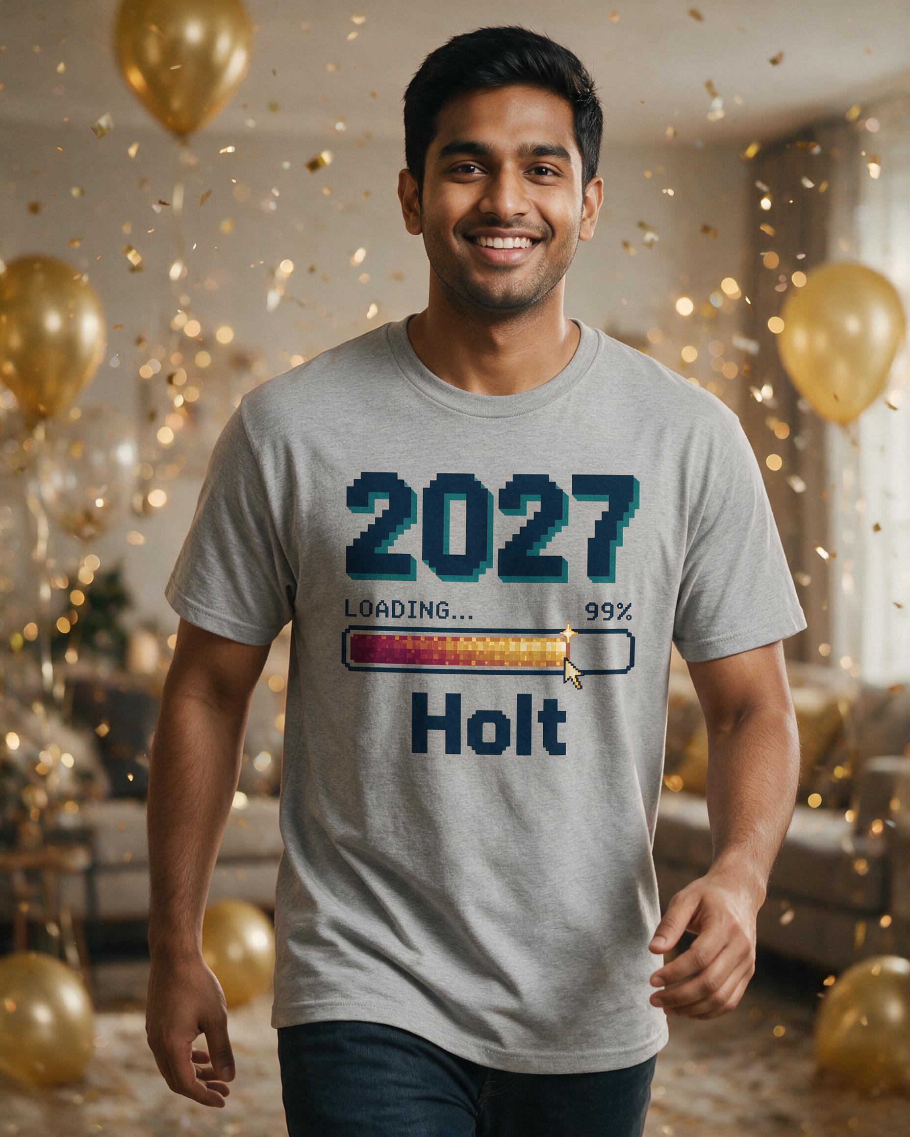 New Year 2027 Loading Progress Bar Name Shirt — Sport Grey