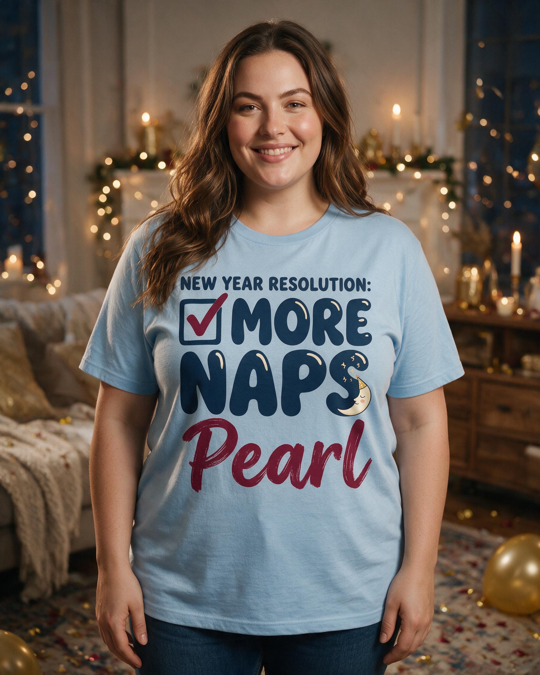 Resolution More Naps Funny New Year Name Shirt — Light Blue