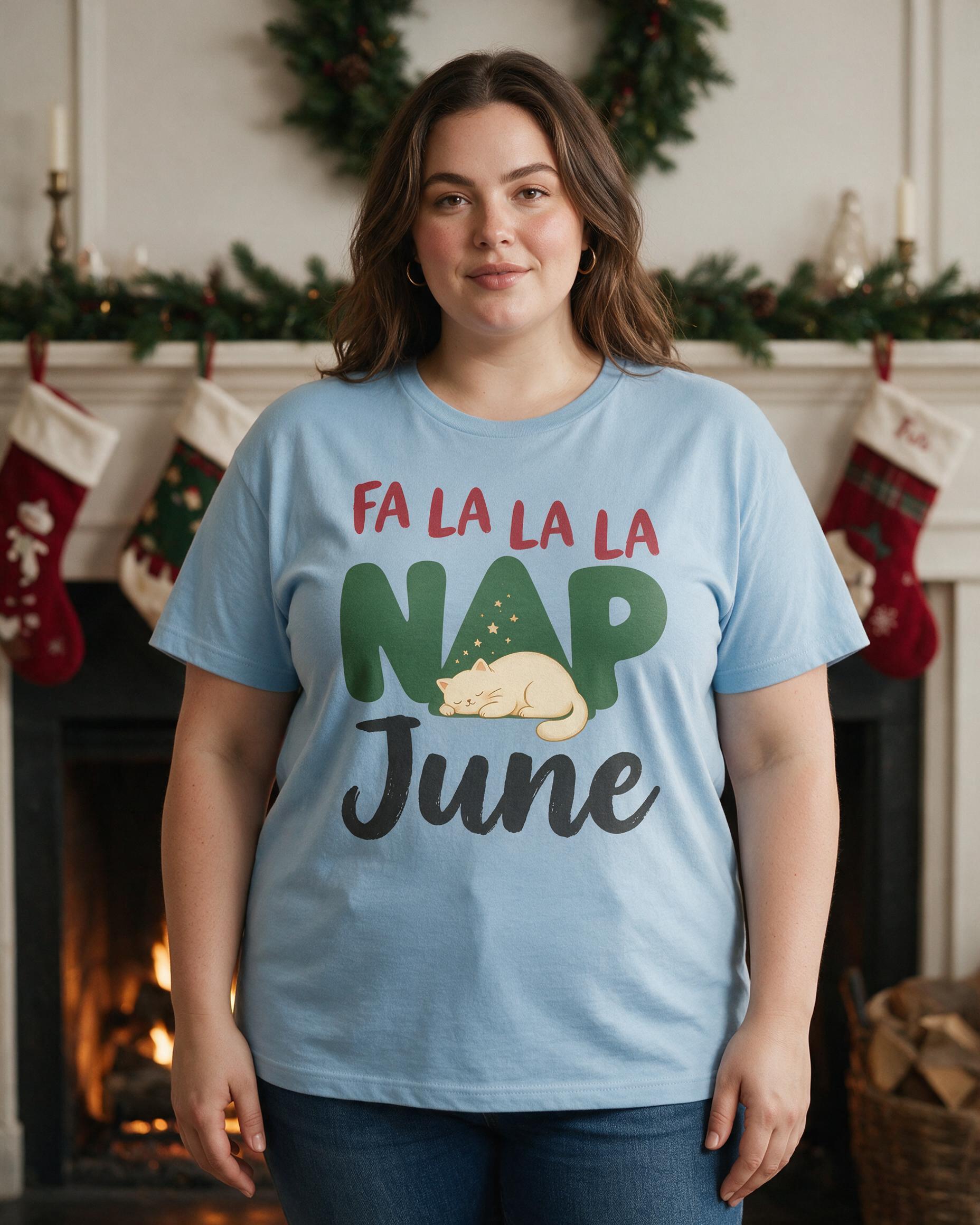 Fa La La La Nap Cozy Funny Name Christmas Shirt β Light Blue