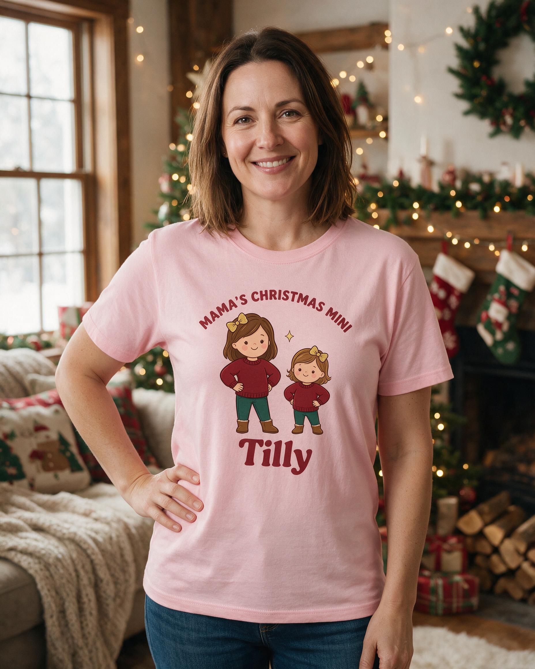 Mama's Christmas Mini Matching Photo Shirt — Light Pink