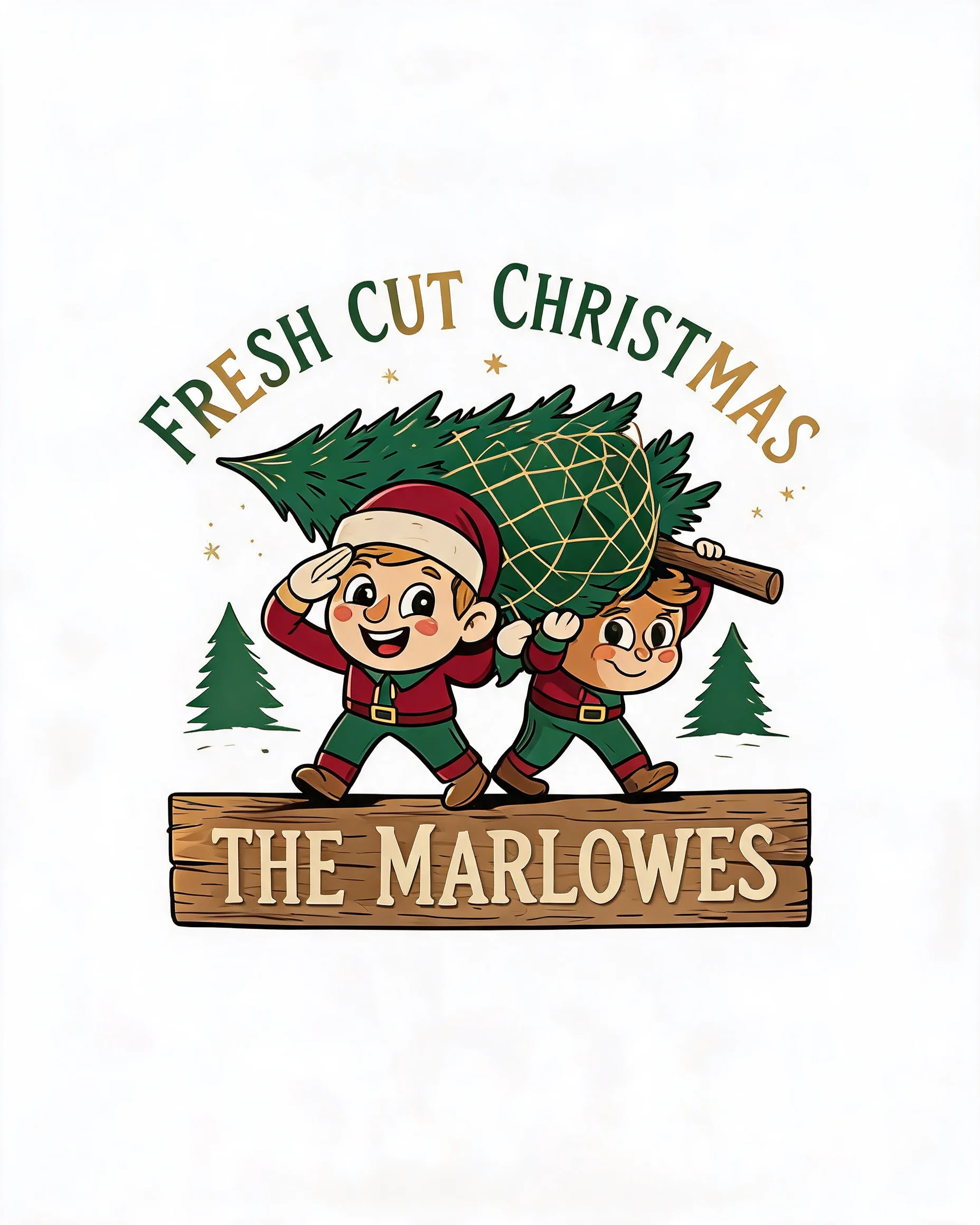 Fresh Cut Christmas Tree Farm Couple Photo Shirt