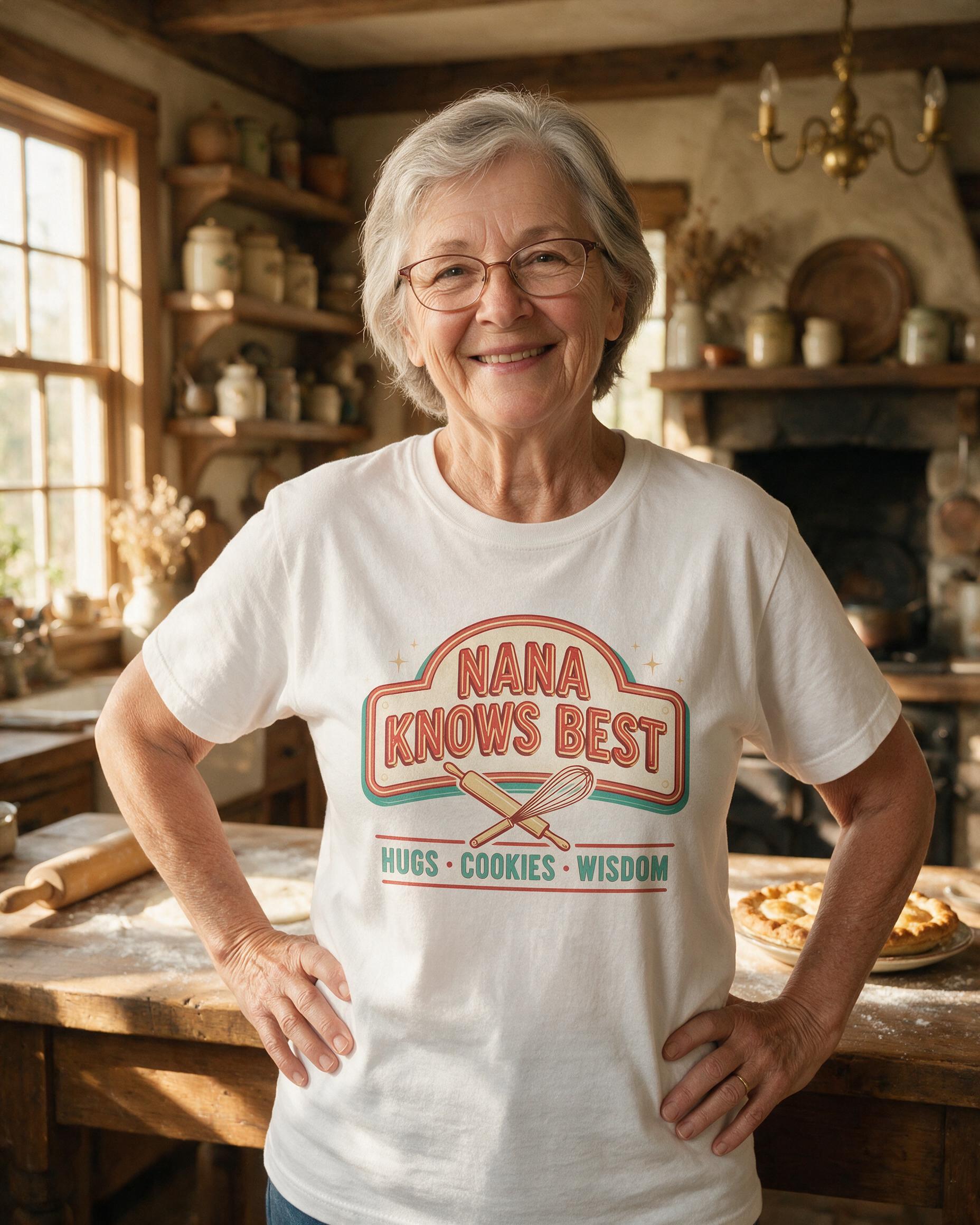 Nana Knows Best Retro Kitchen Personalized Shirt — White