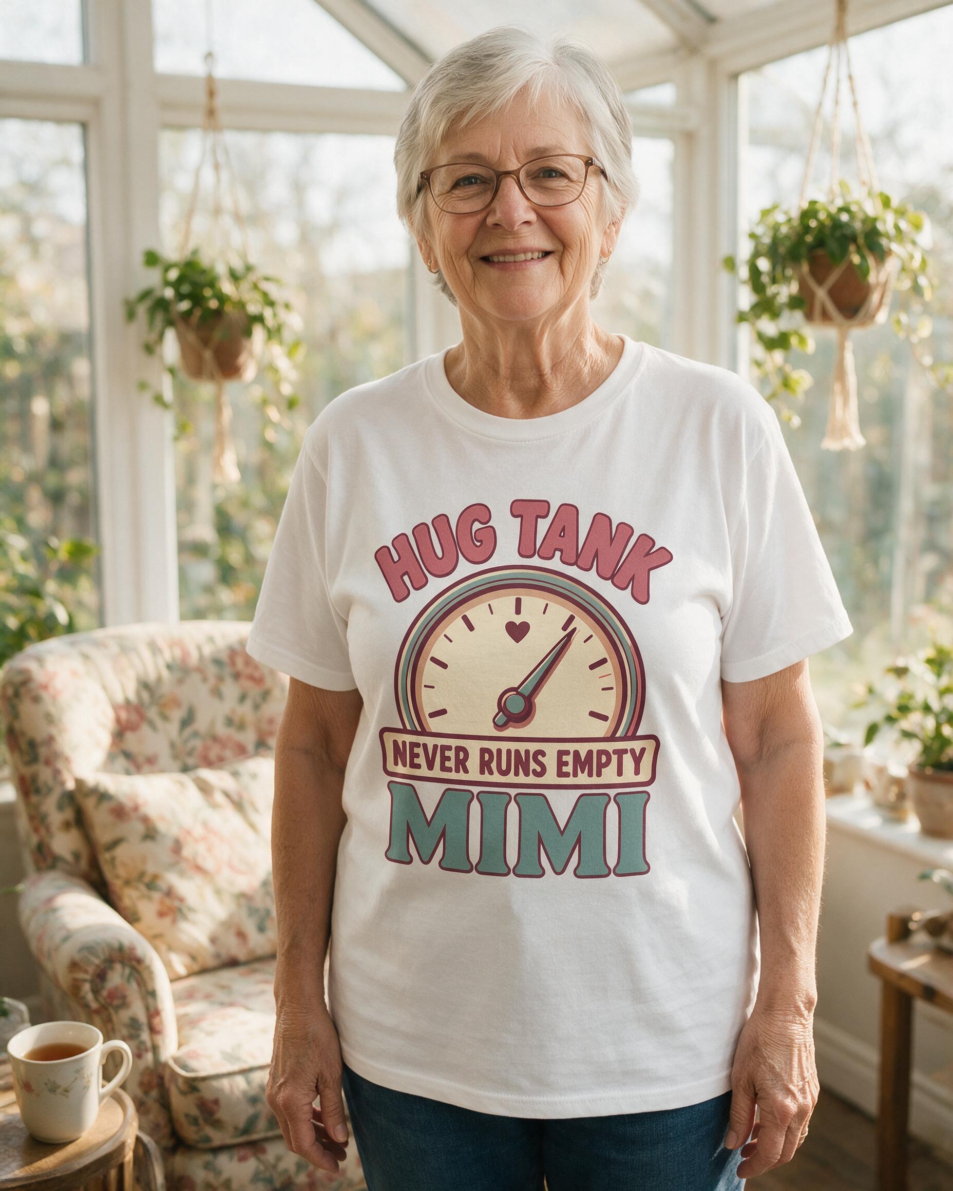 Hug Tank Never Empty Grandma Gauge Personalized Shirt — White