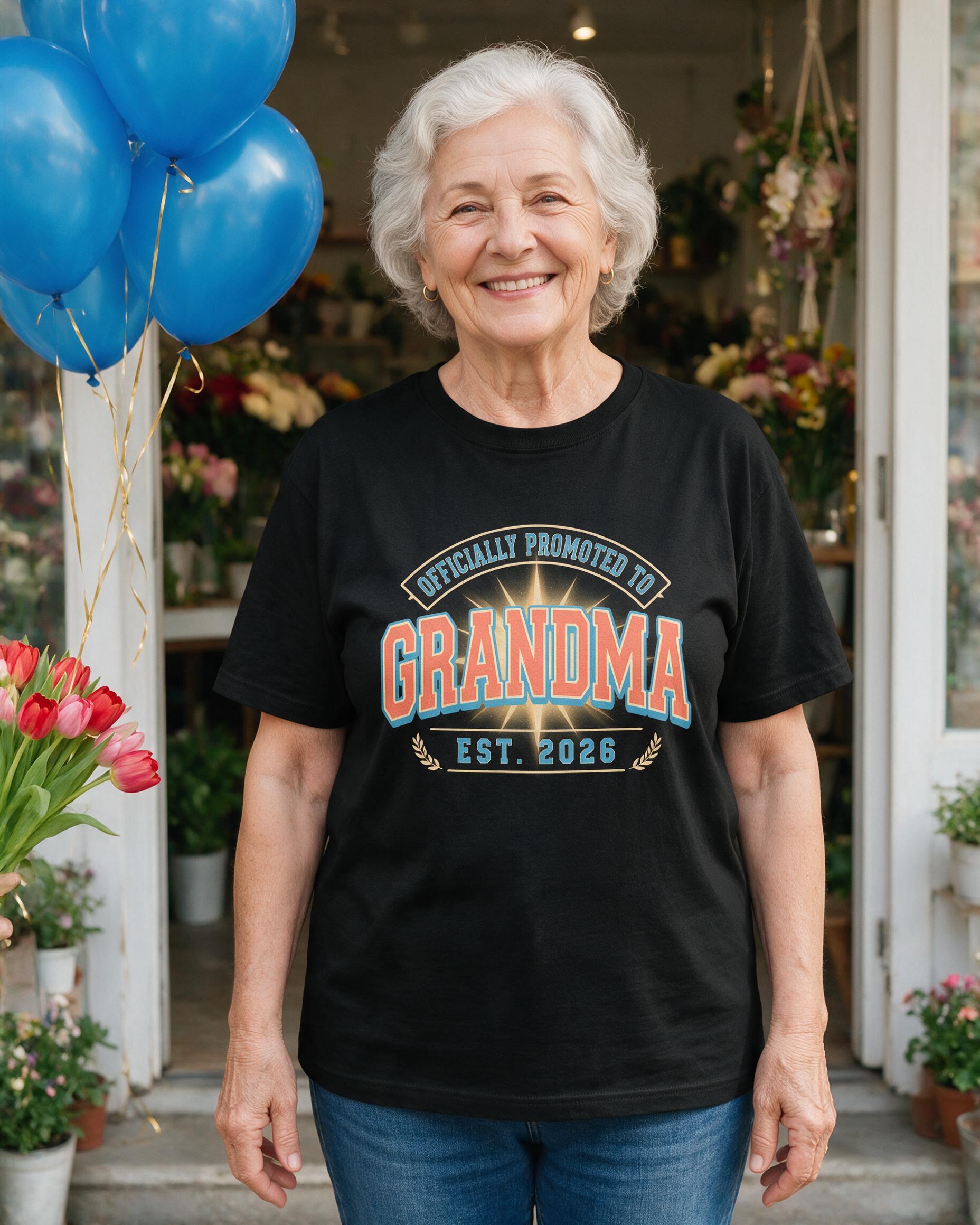 Officially Promoted To Grandma Est Year Personalized Shirt — Black