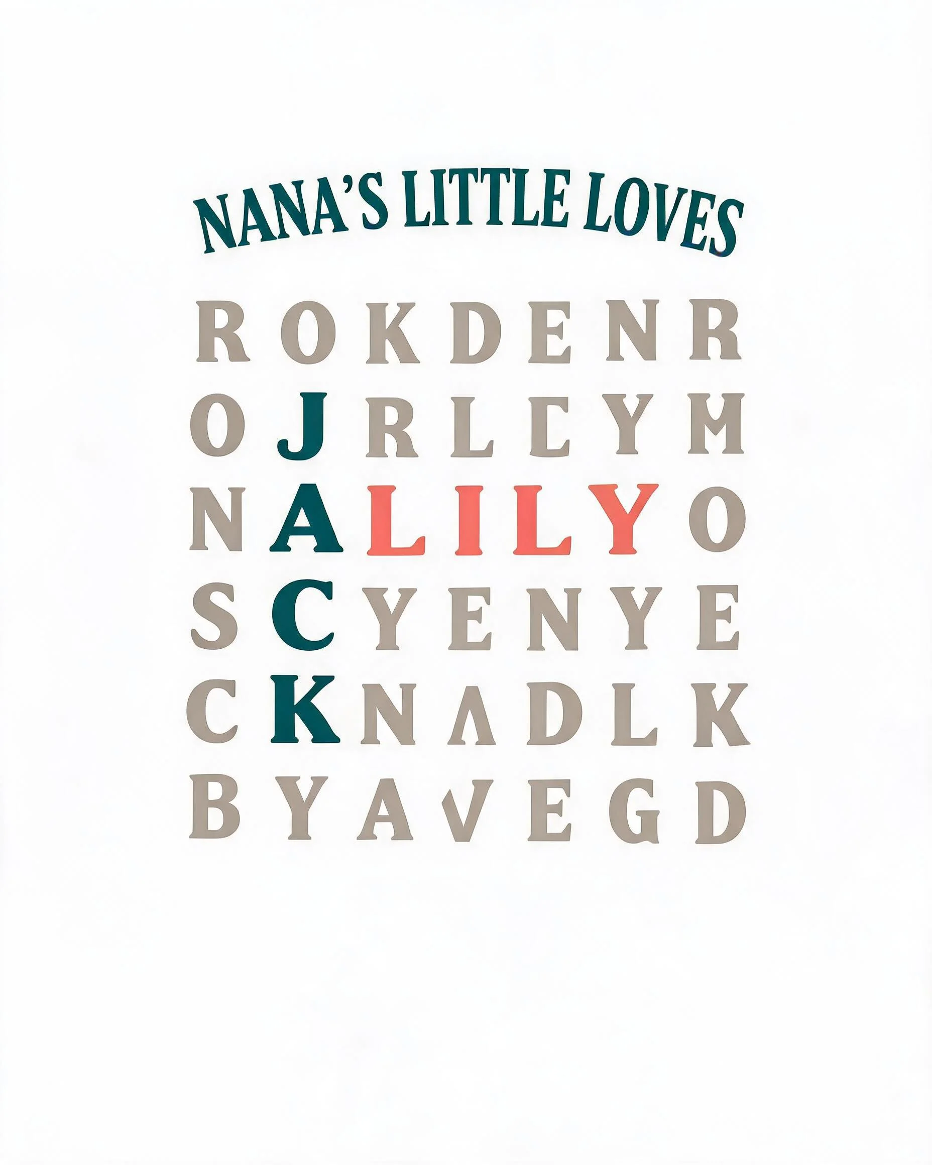 Nana's Little Loves Letter Grid Two Names Personalized Shirt