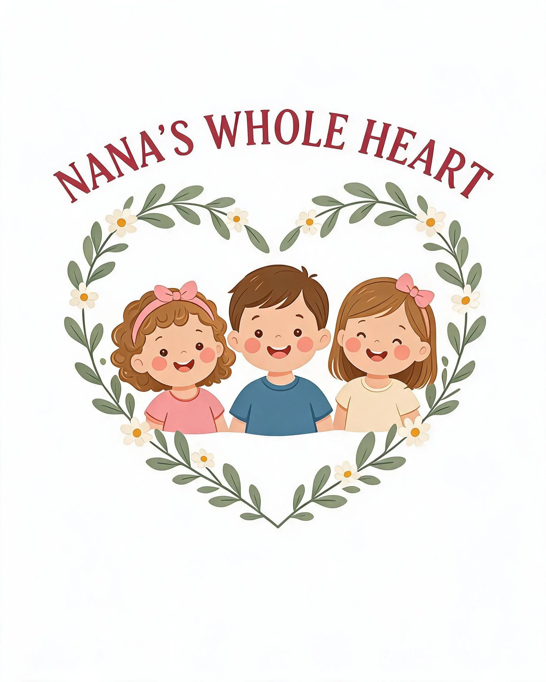 Nana's Whole Heart Grandkids Photo Cartoon Shirt