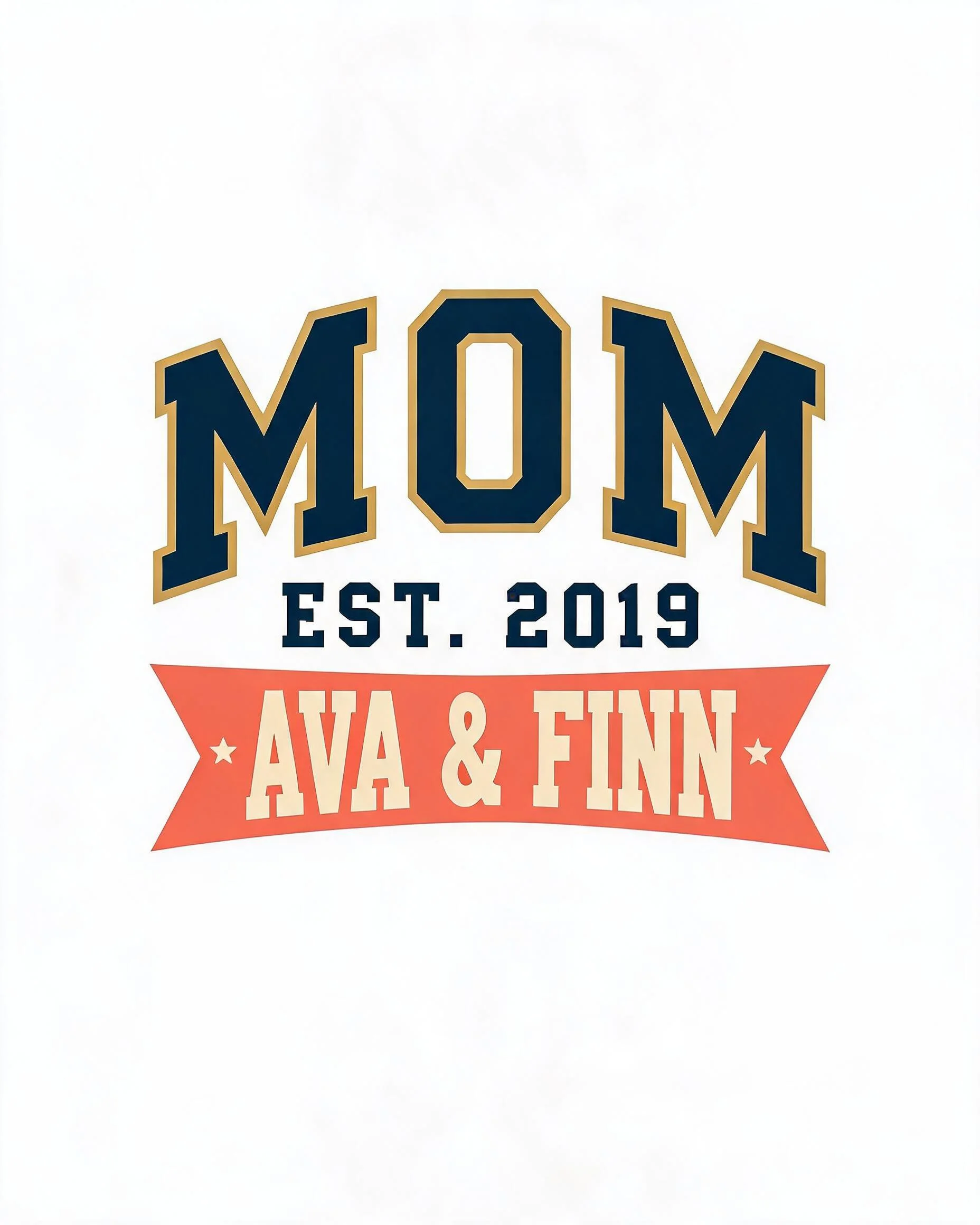 Mom Est Year Varsity Arc Two Names Personalized Shirt