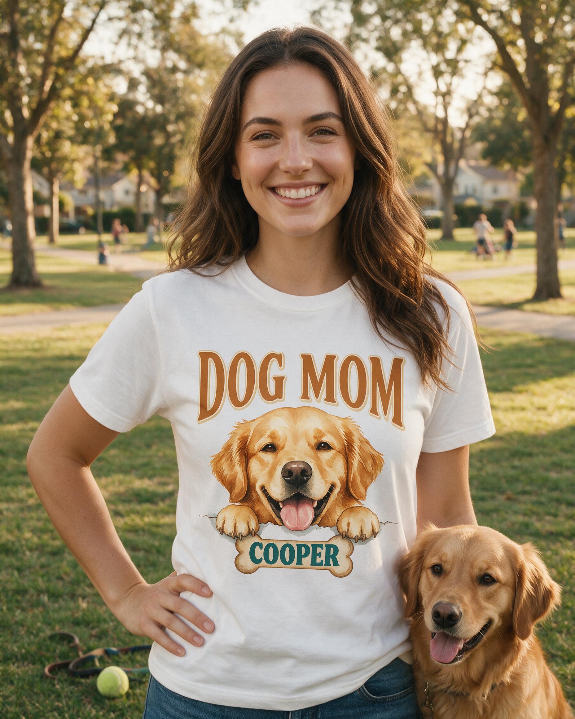 Golden Retriever Peeking Dog Mom Personalized Shirt β White