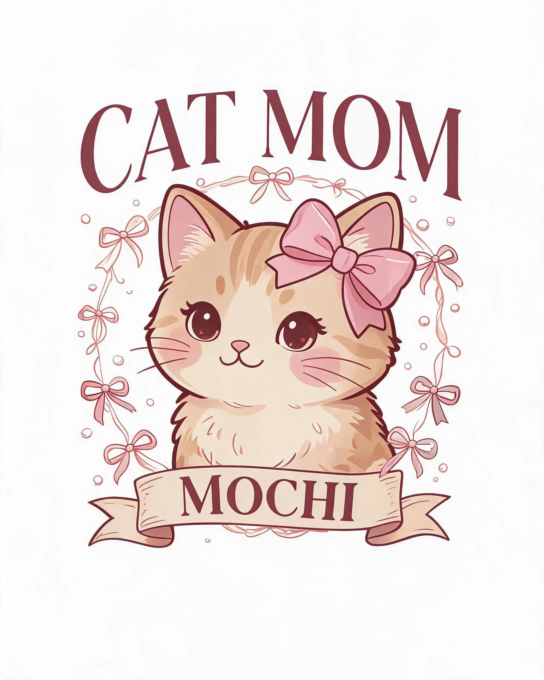 Ribbon Bows Cat Mom Custom Cat Photo Cartoon Shirt