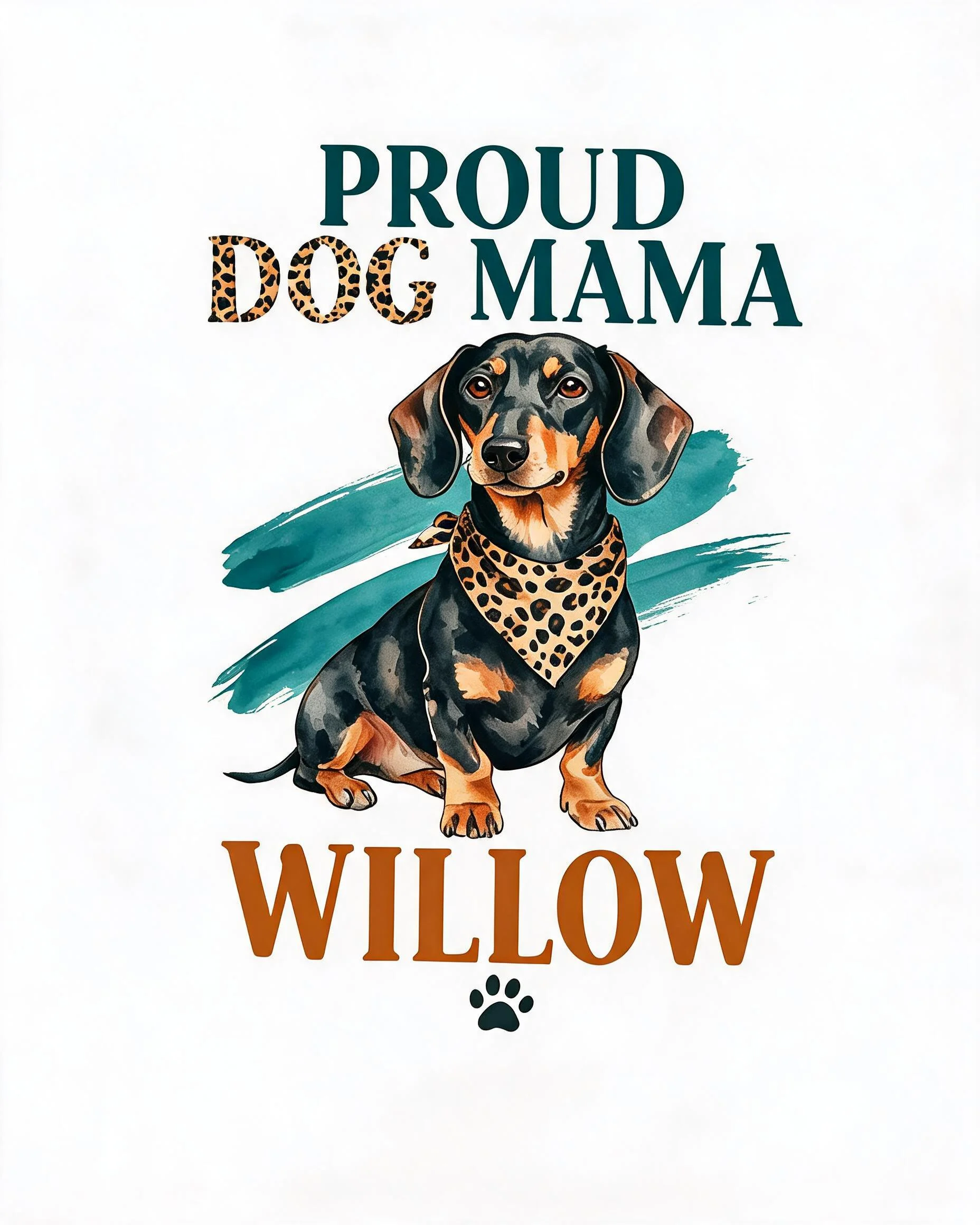 Leopard And Teal Dachshund Proud Dog Mama Personalized Shirt