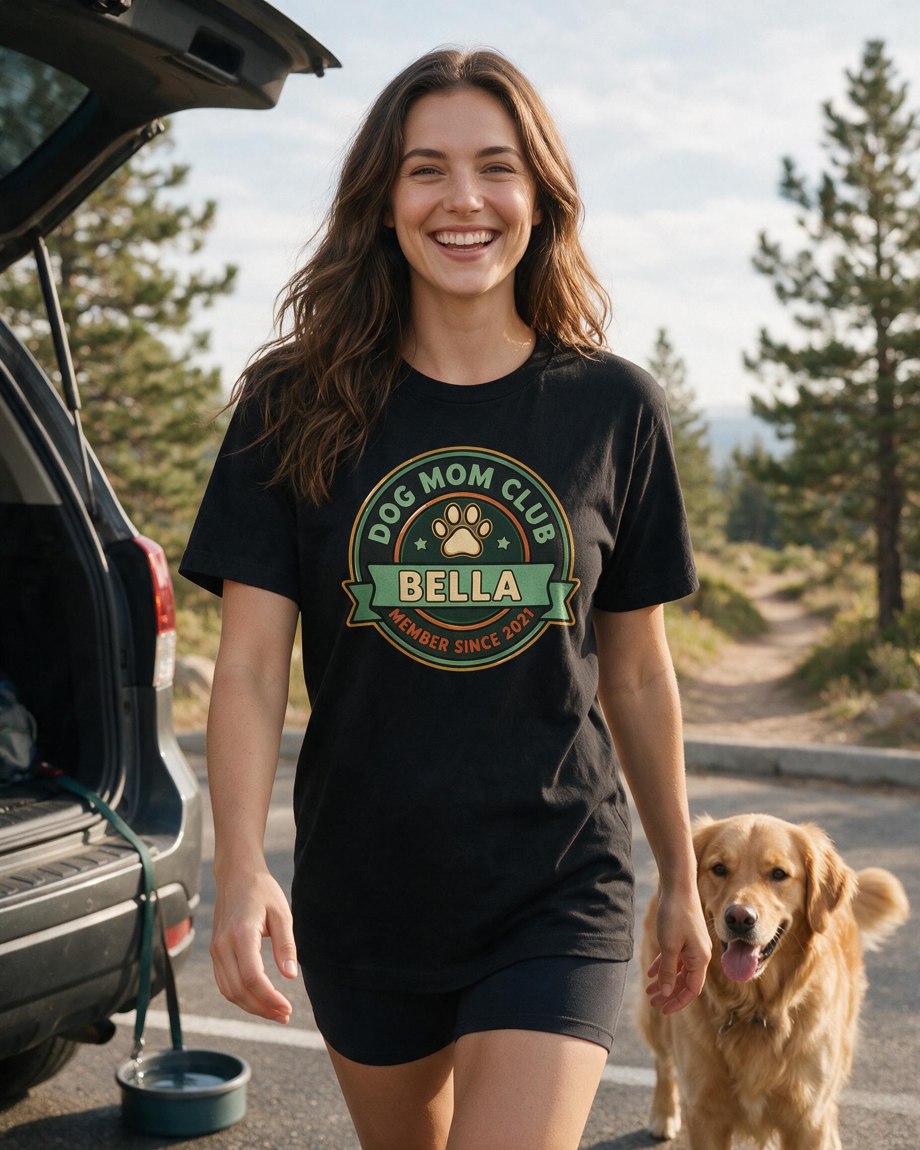 Dog Mom Club Member Since Badge Personalized Shirt β Black