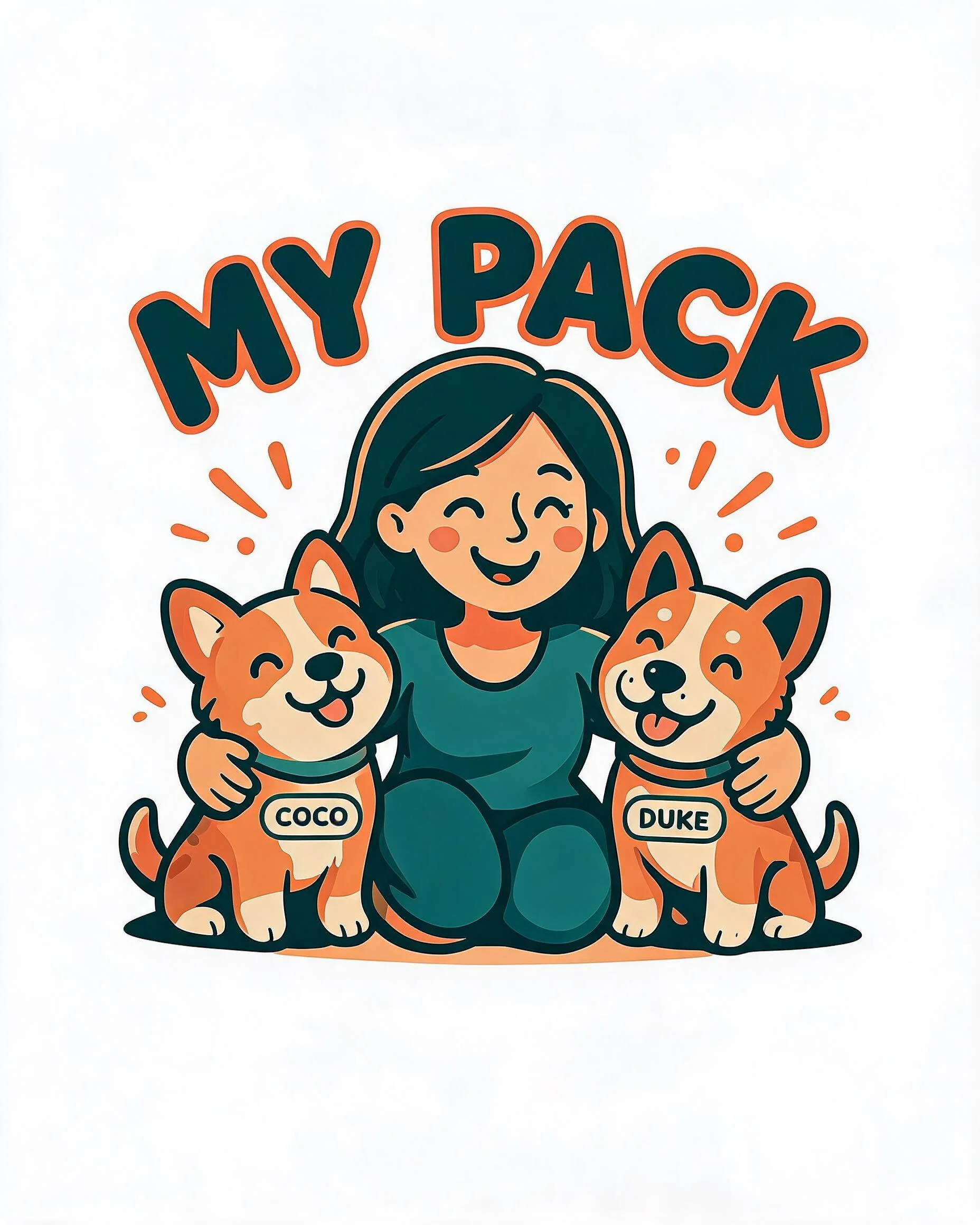 My Pack Mom And Pets Photo Cartoon Two Names Shirt