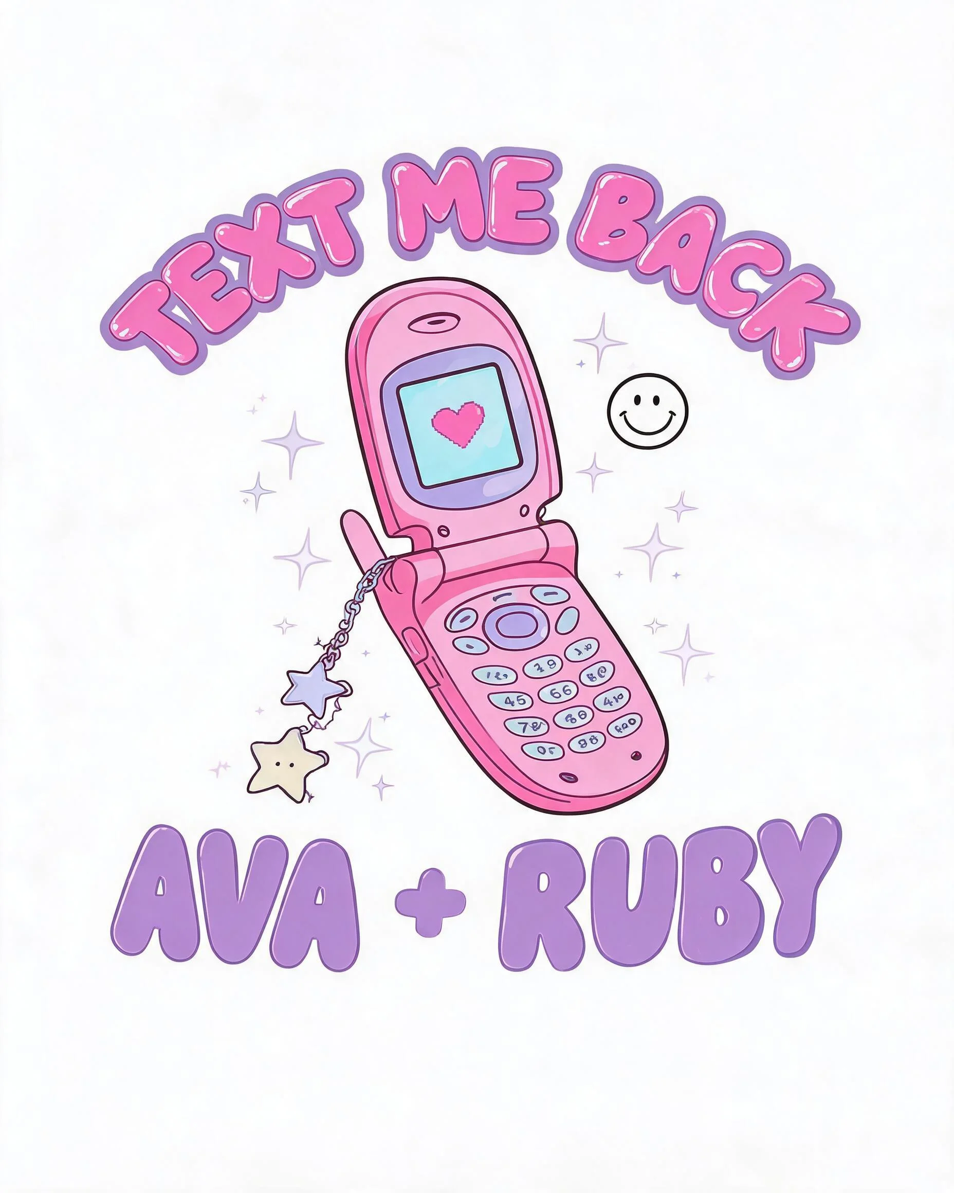 Y2K Flip Phone Text Me Back Besties Two Names Shirt