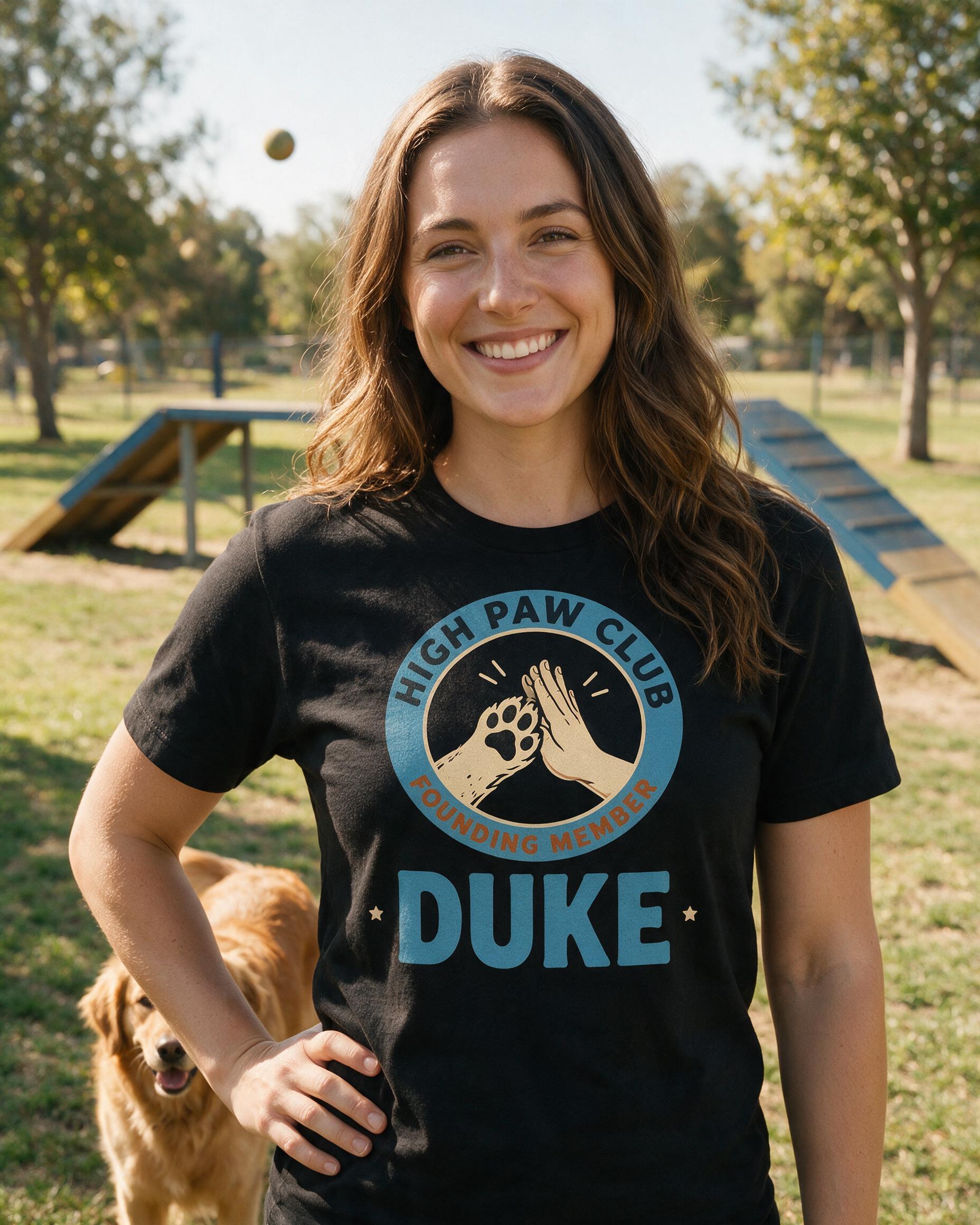High Paw Club Founding Member Dog Dad Personalized Shirt — Black