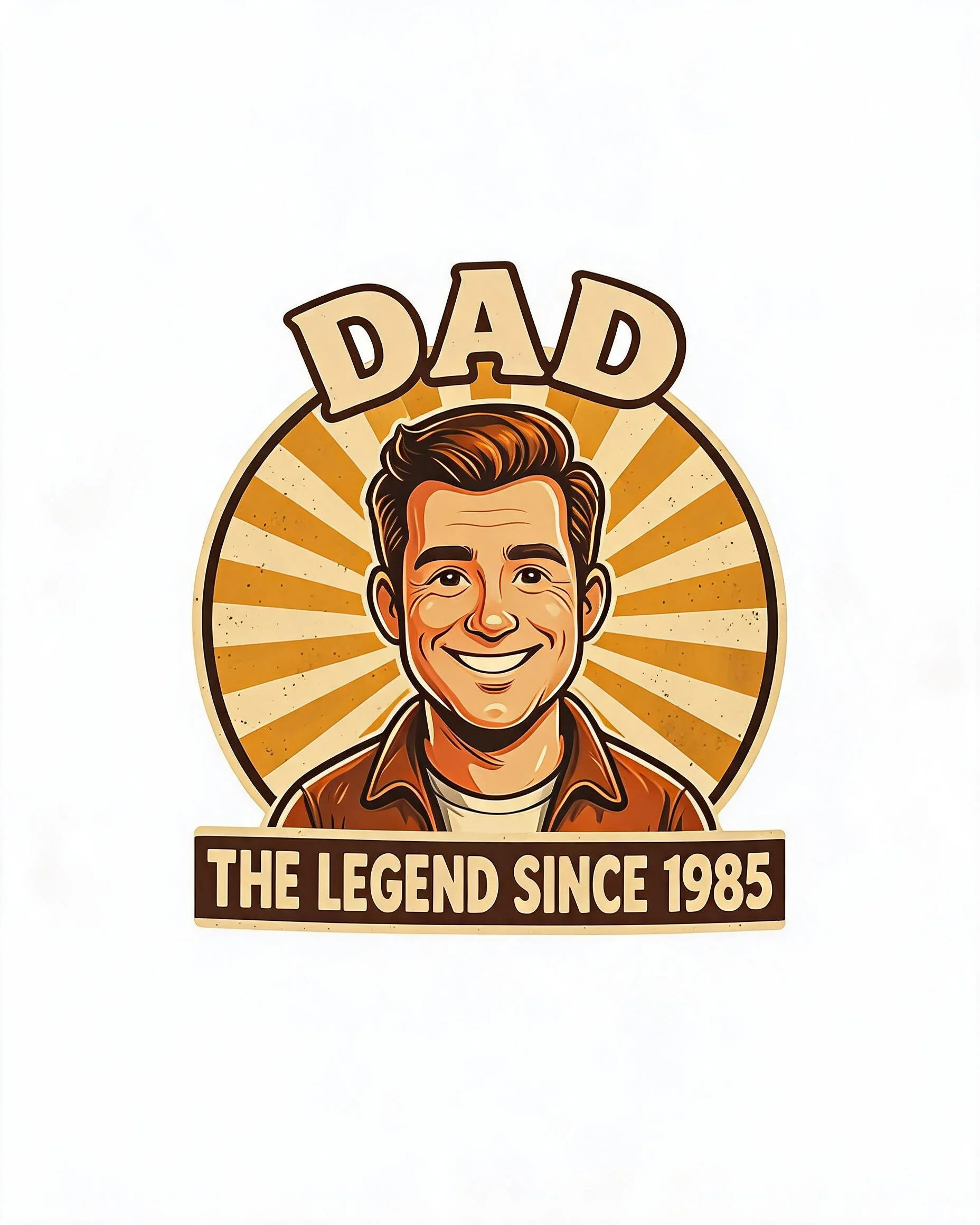 Retro Sunburst Dad Portrait Photo Cartoon Legend Shirt