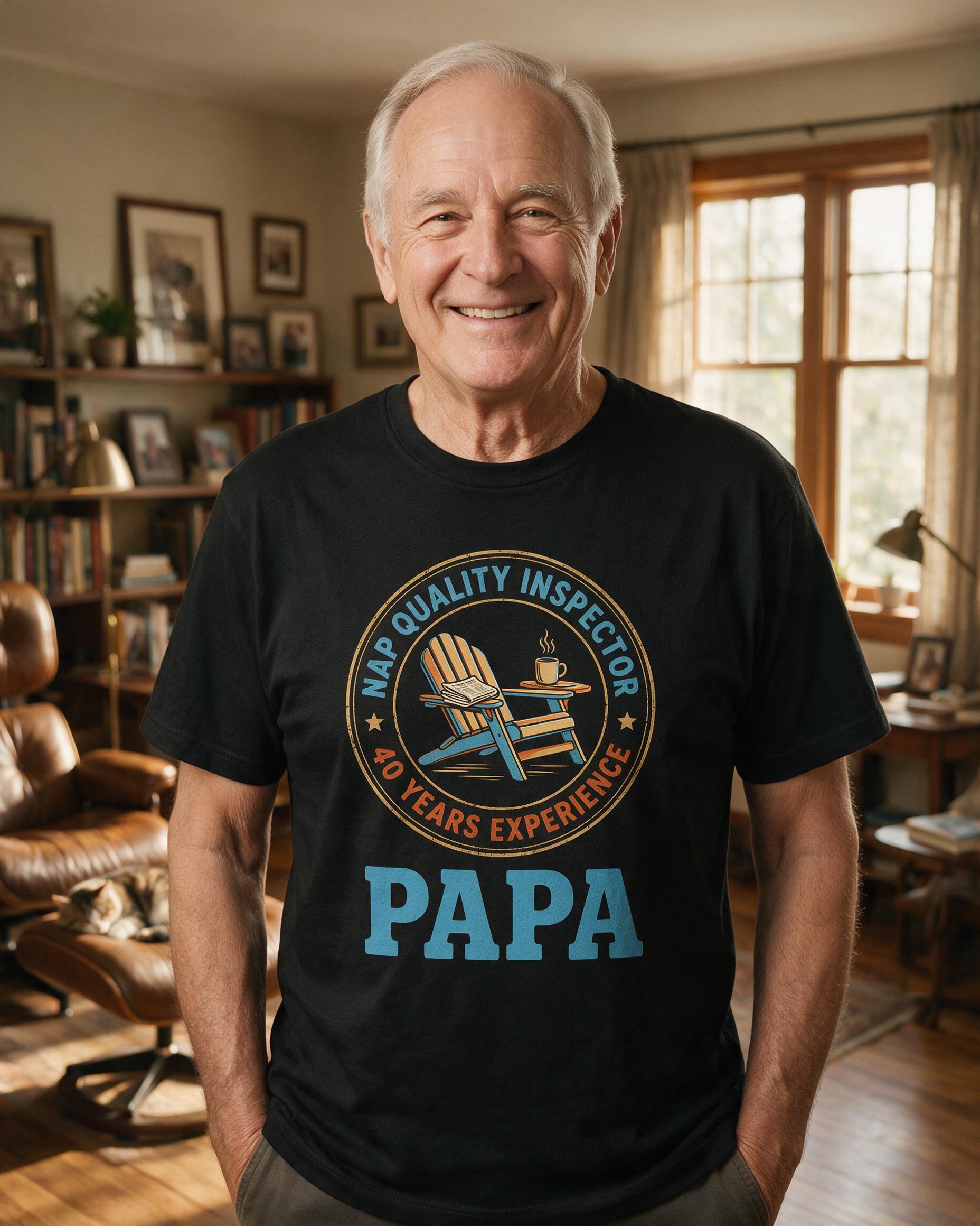 Nap Quality Inspector Grandpa Badge Personalized Shirt — Black