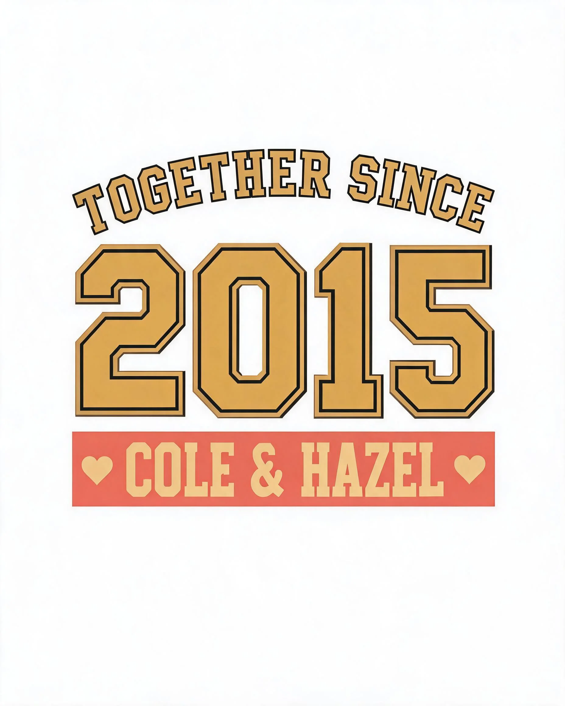Together Since Year Varsity Couple Two Names Shirt