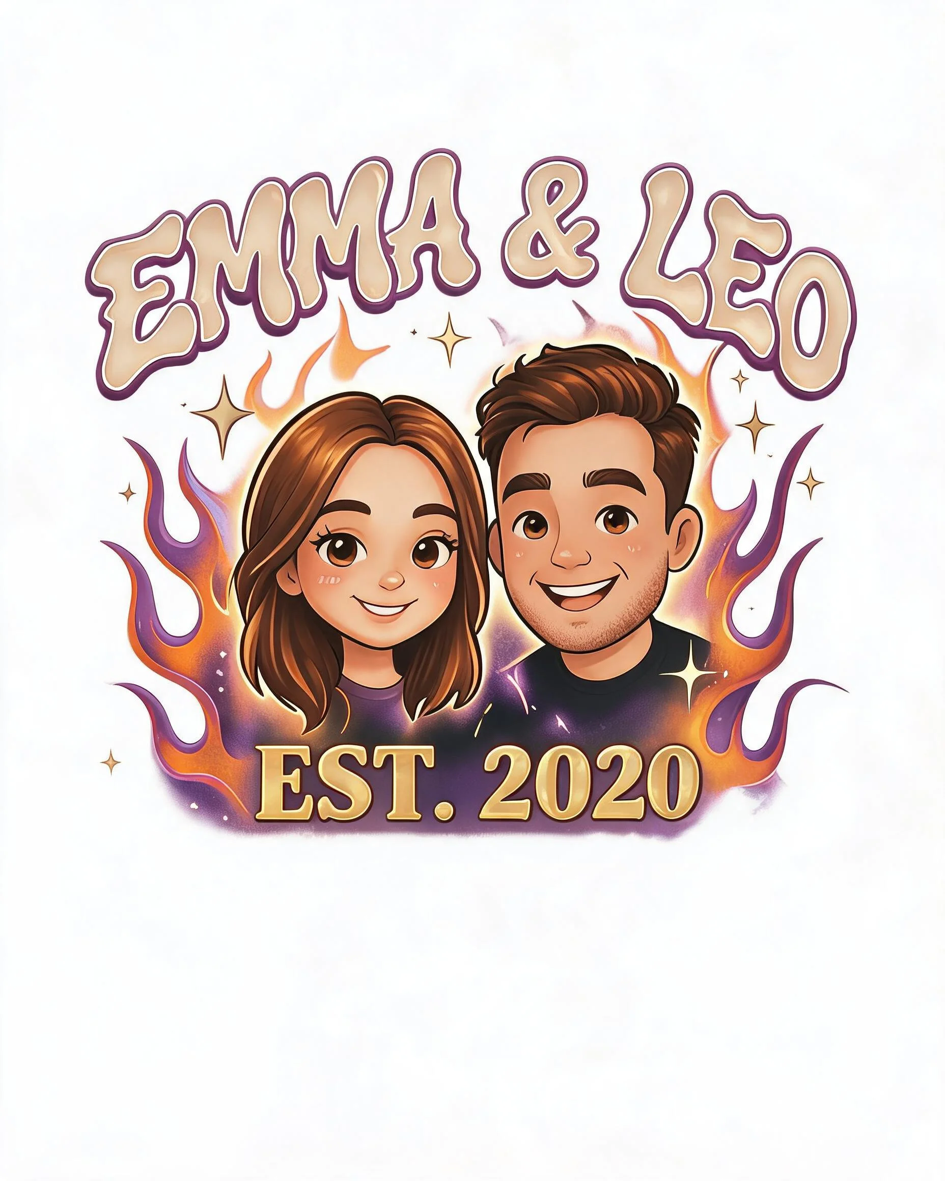 Retro 90s Collage Custom Couple Photo Cartoon Shirt