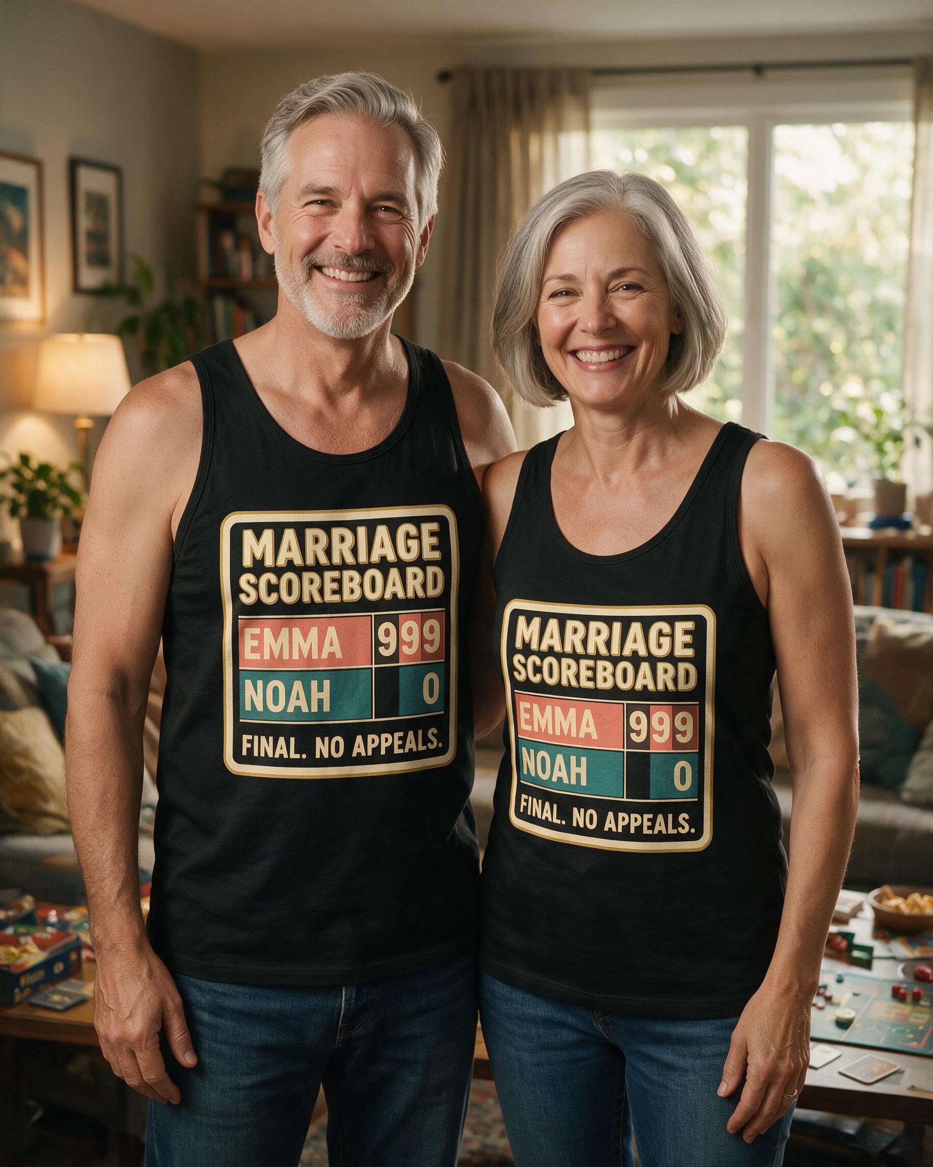 Marriage Scoreboard Funny Couple Two Names Personalized Tank Top β Black
