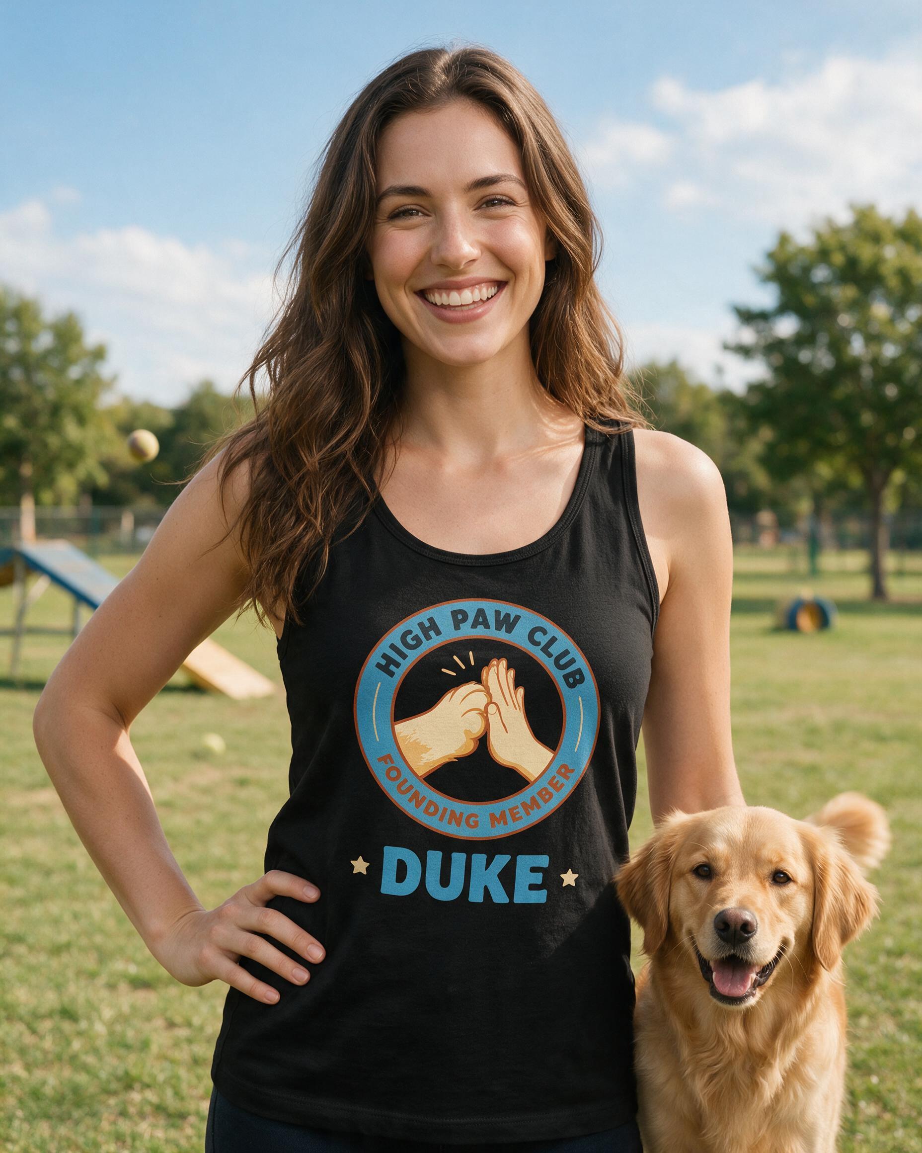 High Paw Club Founding Member Dog Dad Personalized Tank Top — Black