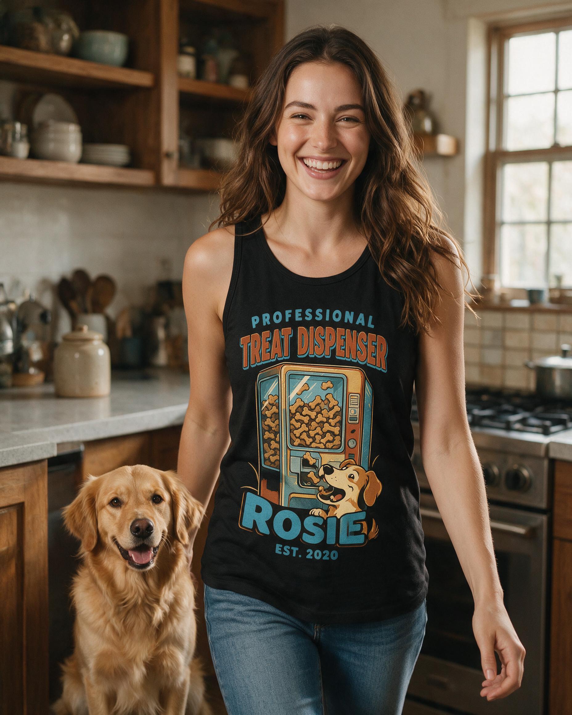 Professional Treat Dispenser Dog Dad Est Year Personalized Tank Top — Black
