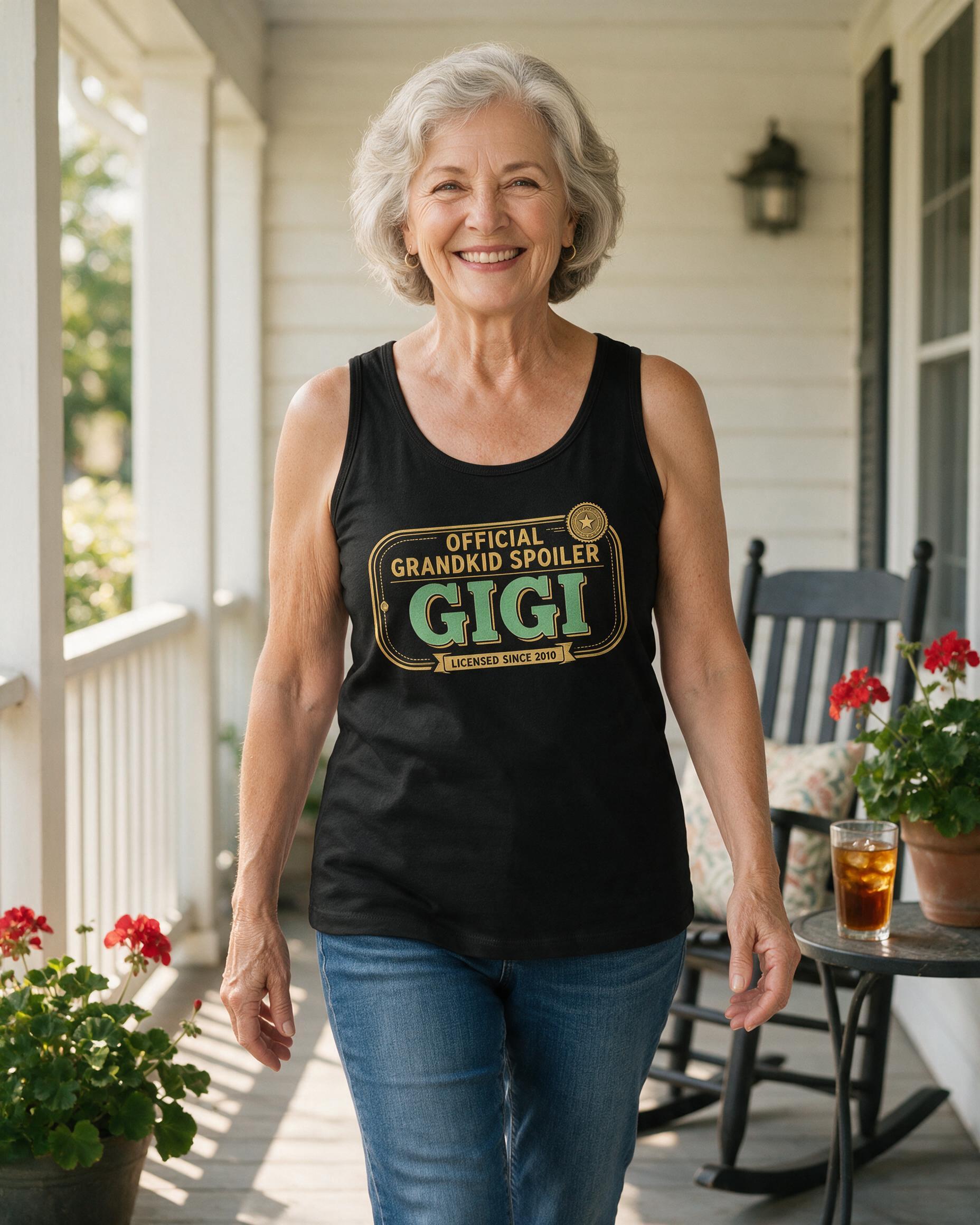 Official Grandkid Spoiler License Badge Personalized Tank Top — Black